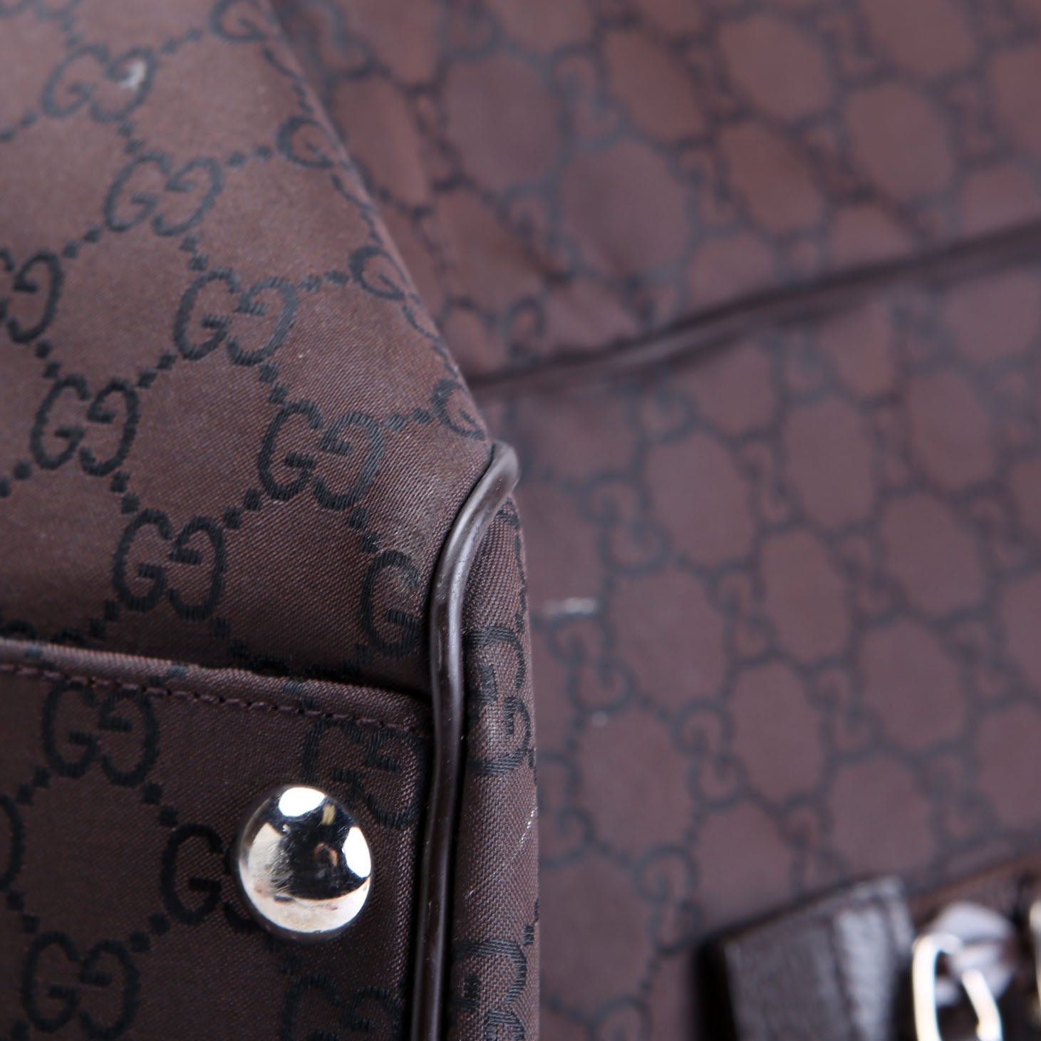 Gucci 196356 GG Canvas Duffle Bag Brown