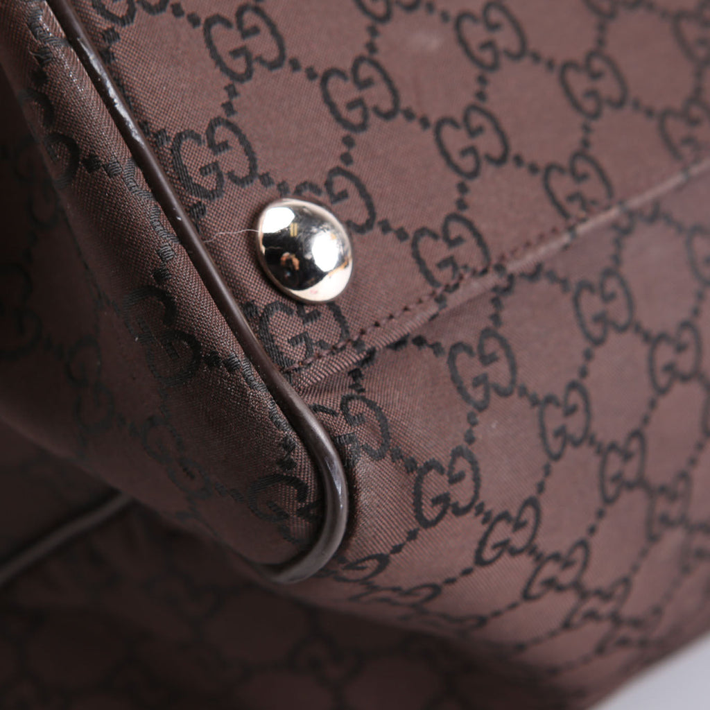 Gucci 196356 GG Canvas Duffle Bag Brown
