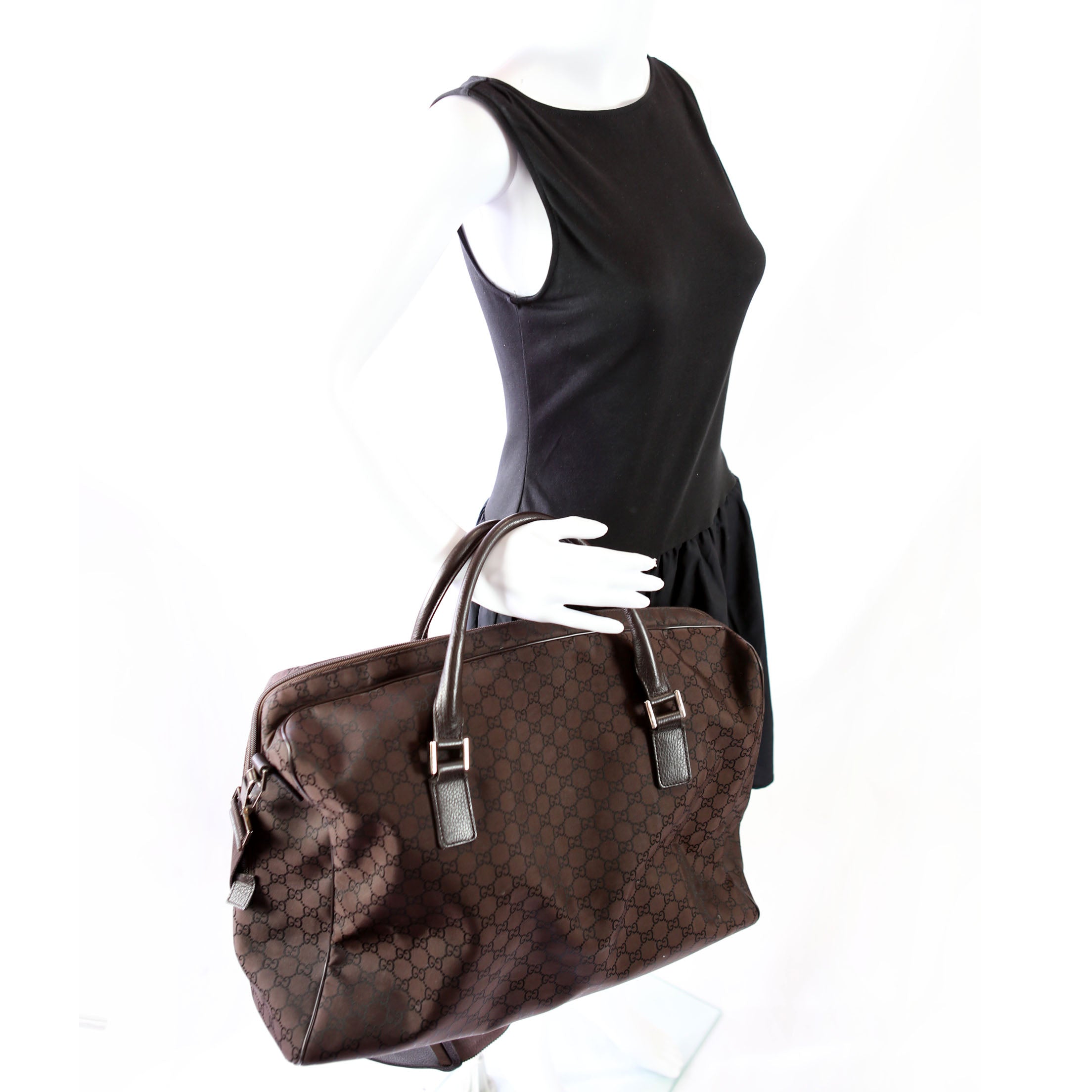 Gucci 196356 GG Canvas Duffle Bag Brown