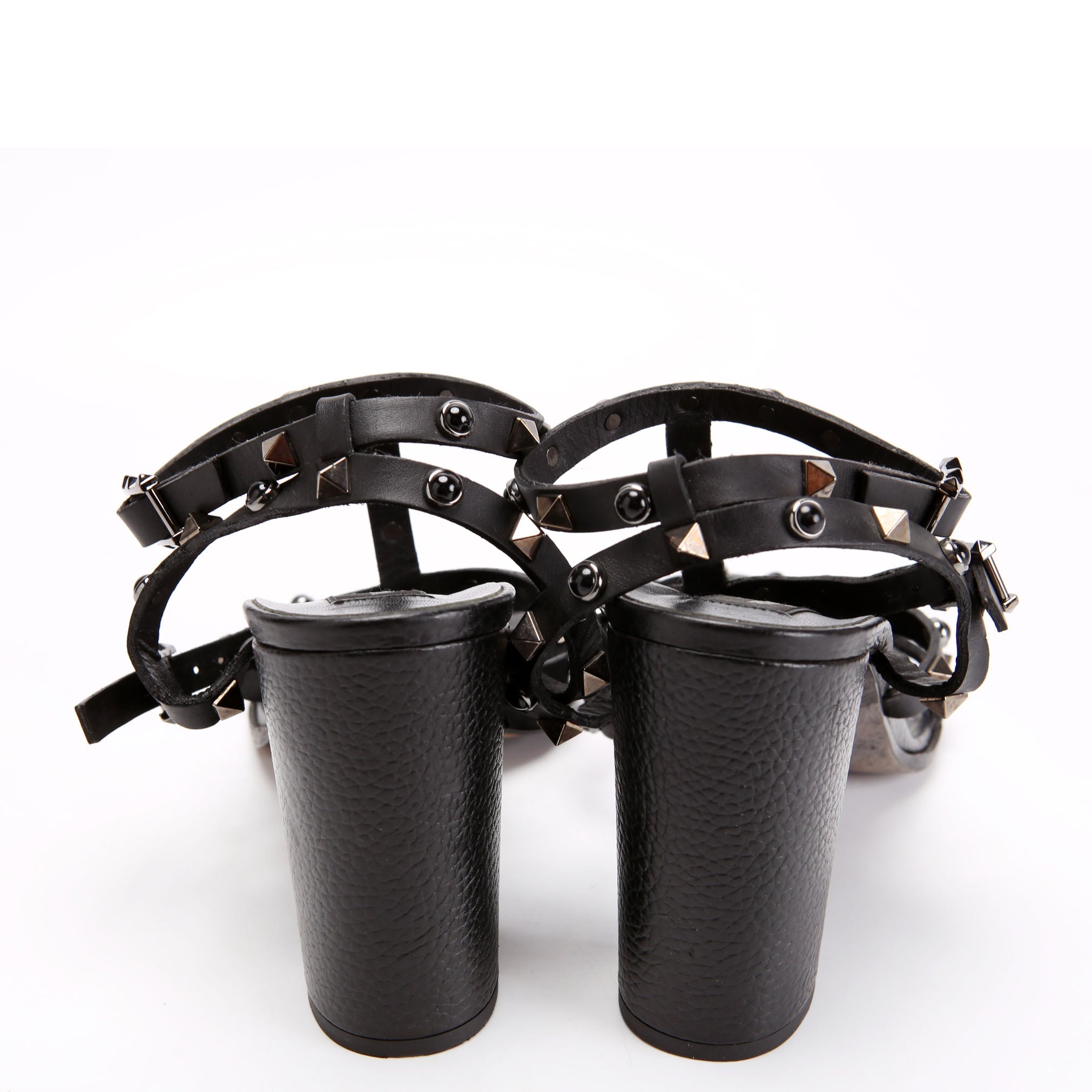 Rockstud Strappy Block Heel Sandals Size 41 Black
