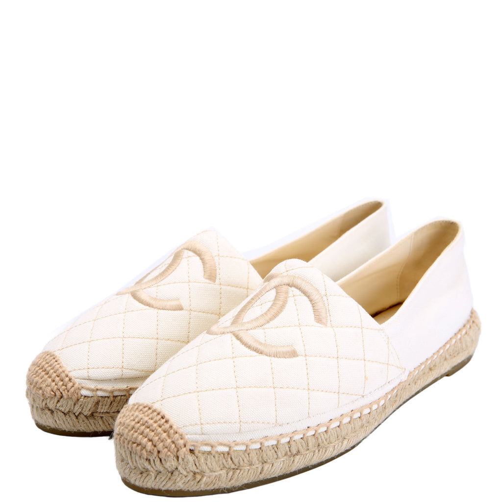 CC Quilted Espadrilles Size 40 White/Beige