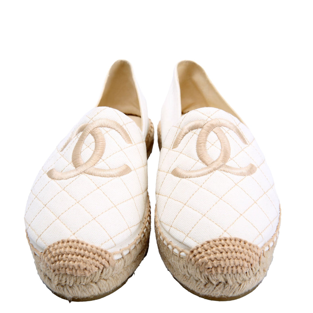 CC Quilted Espadrilles Size 40 White/Beige