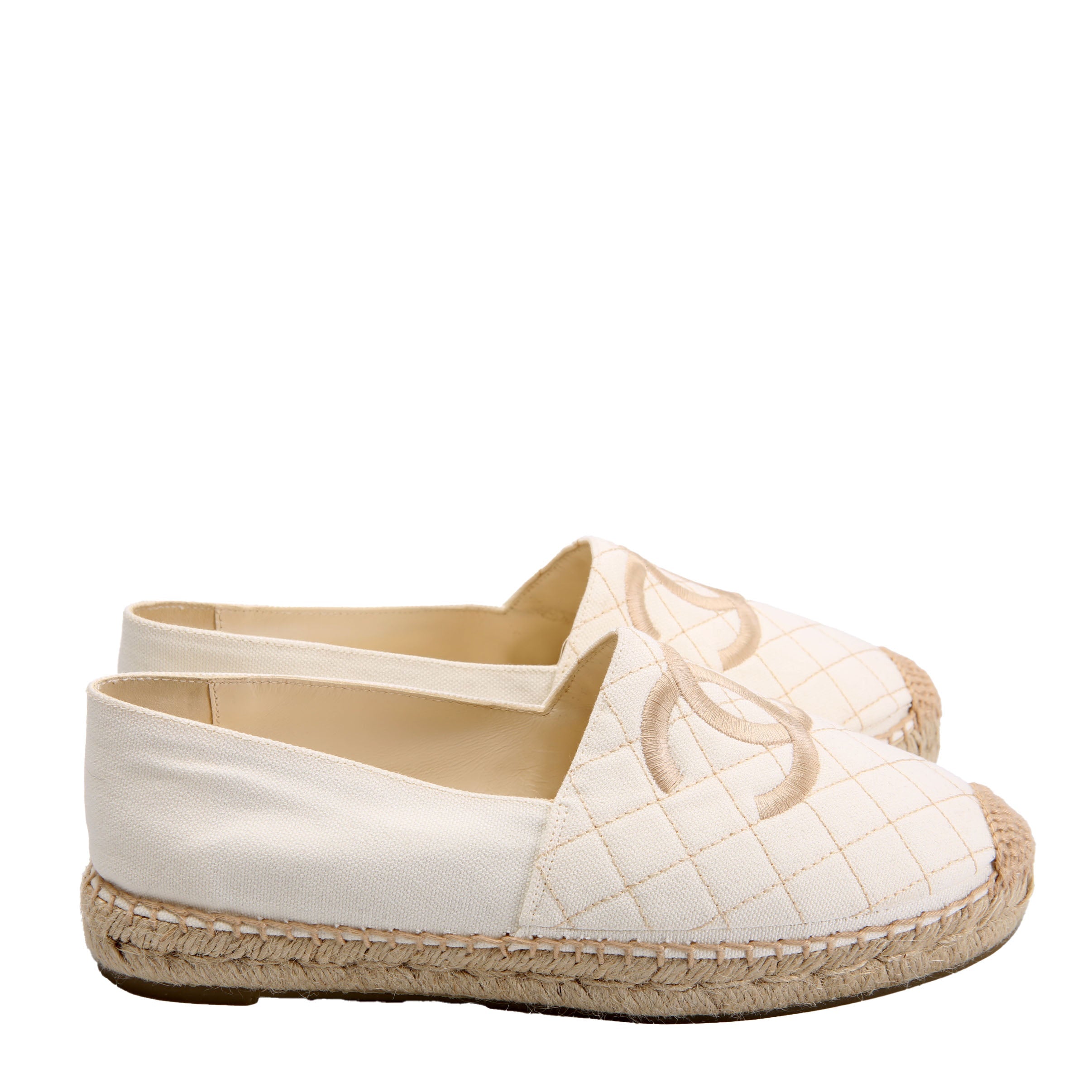 CC Quilted Espadrilles Size 40 White/Beige
