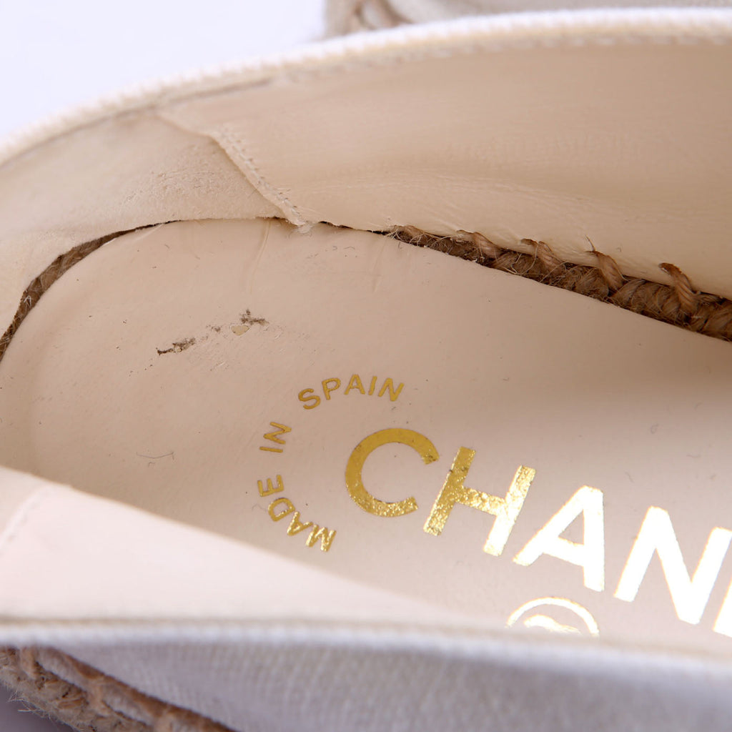 CC Quilted Espadrilles Size 40 White/Beige