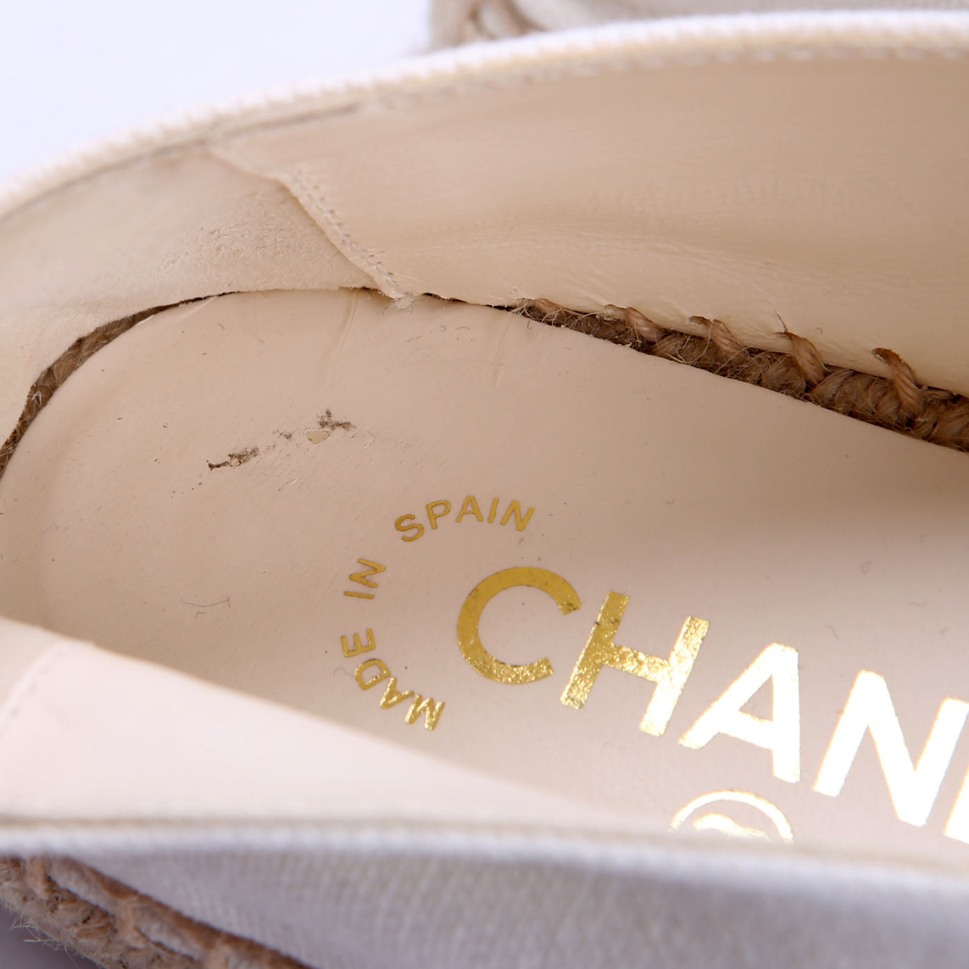 CC Quilted Espadrilles Size 40 White/Beige