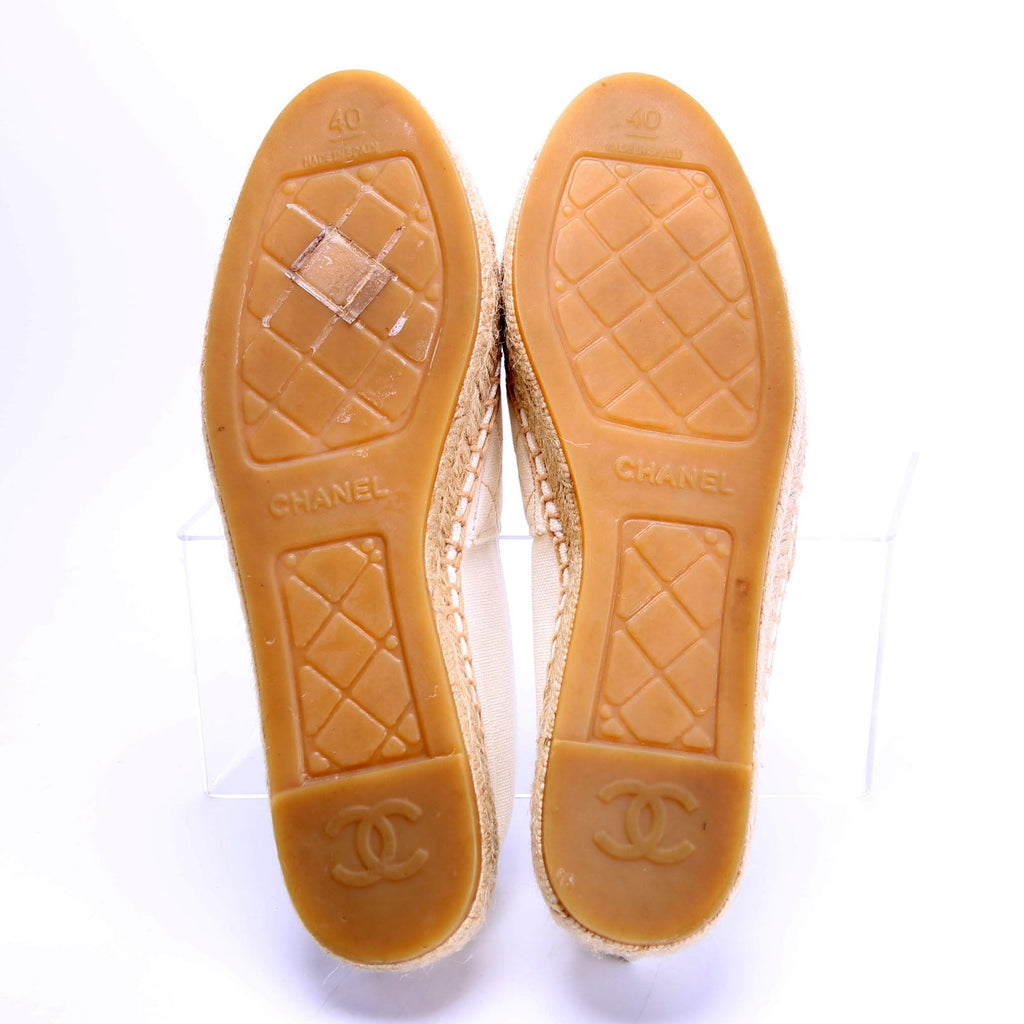 CC Quilted Espadrilles Size 40 White/Beige