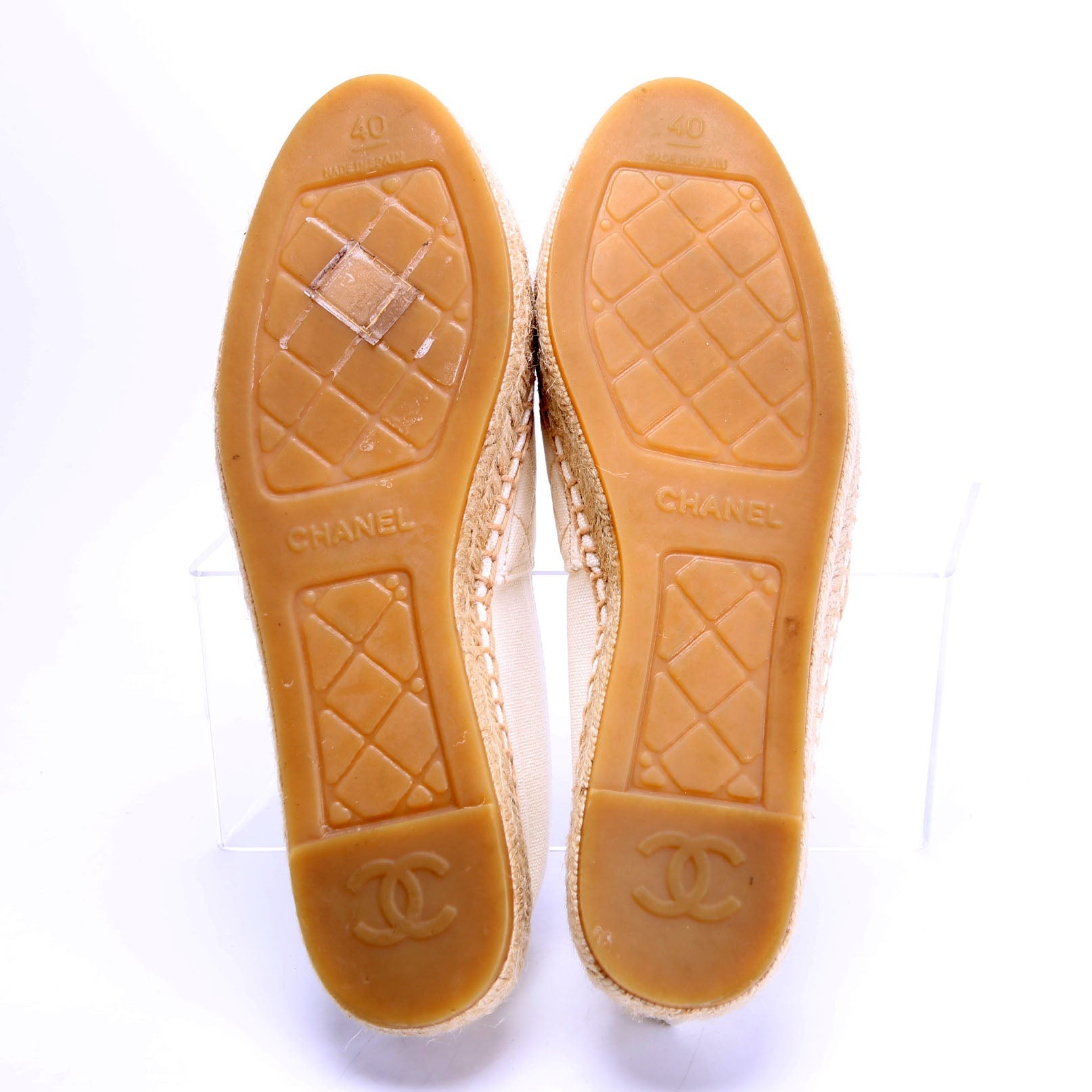 CC Quilted Espadrilles Size 40 White/Beige
