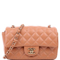 Classic Flap Mini Rectangle Lambskin RFID Tan