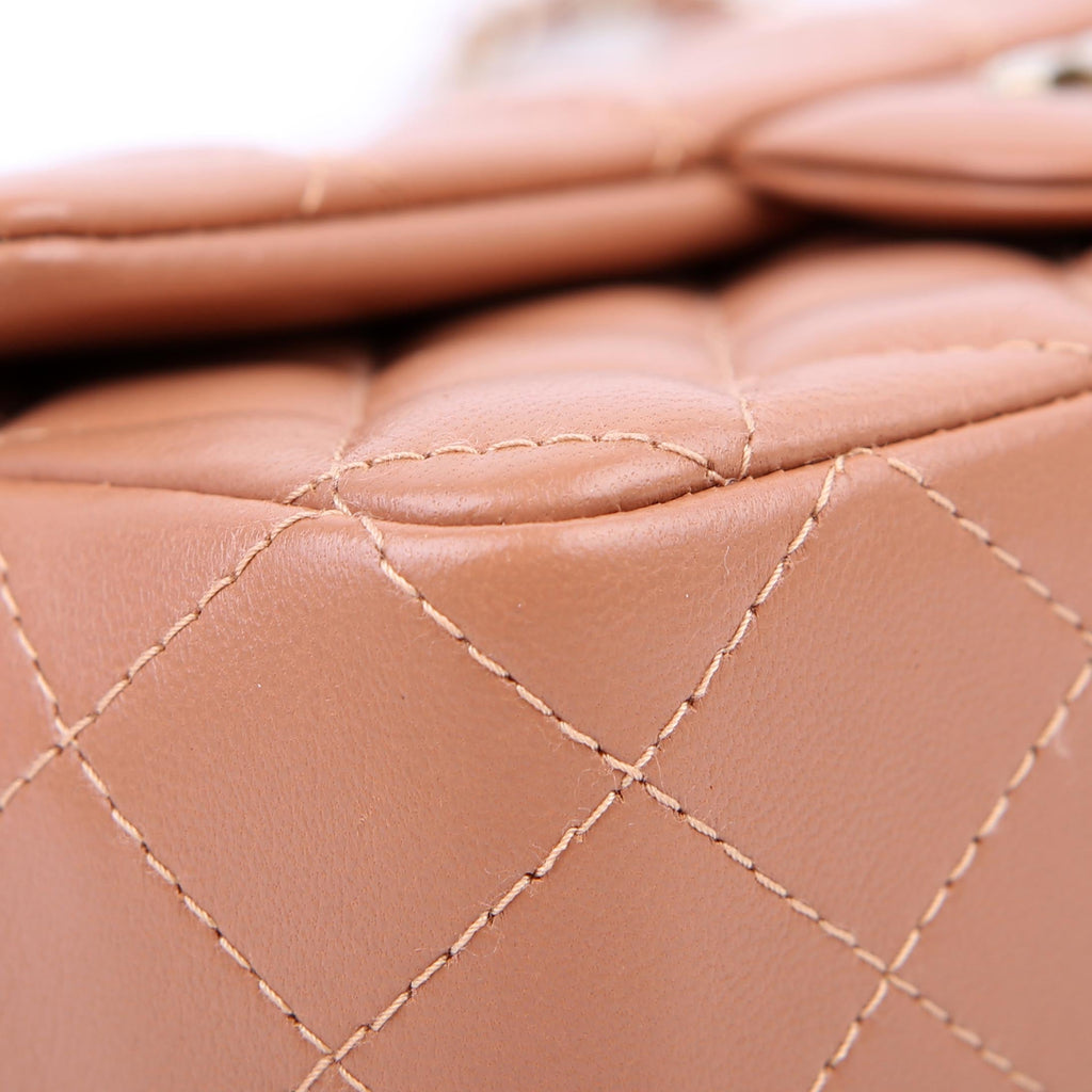 Classic Flap Mini Rectangle Lambskin RFID Tan