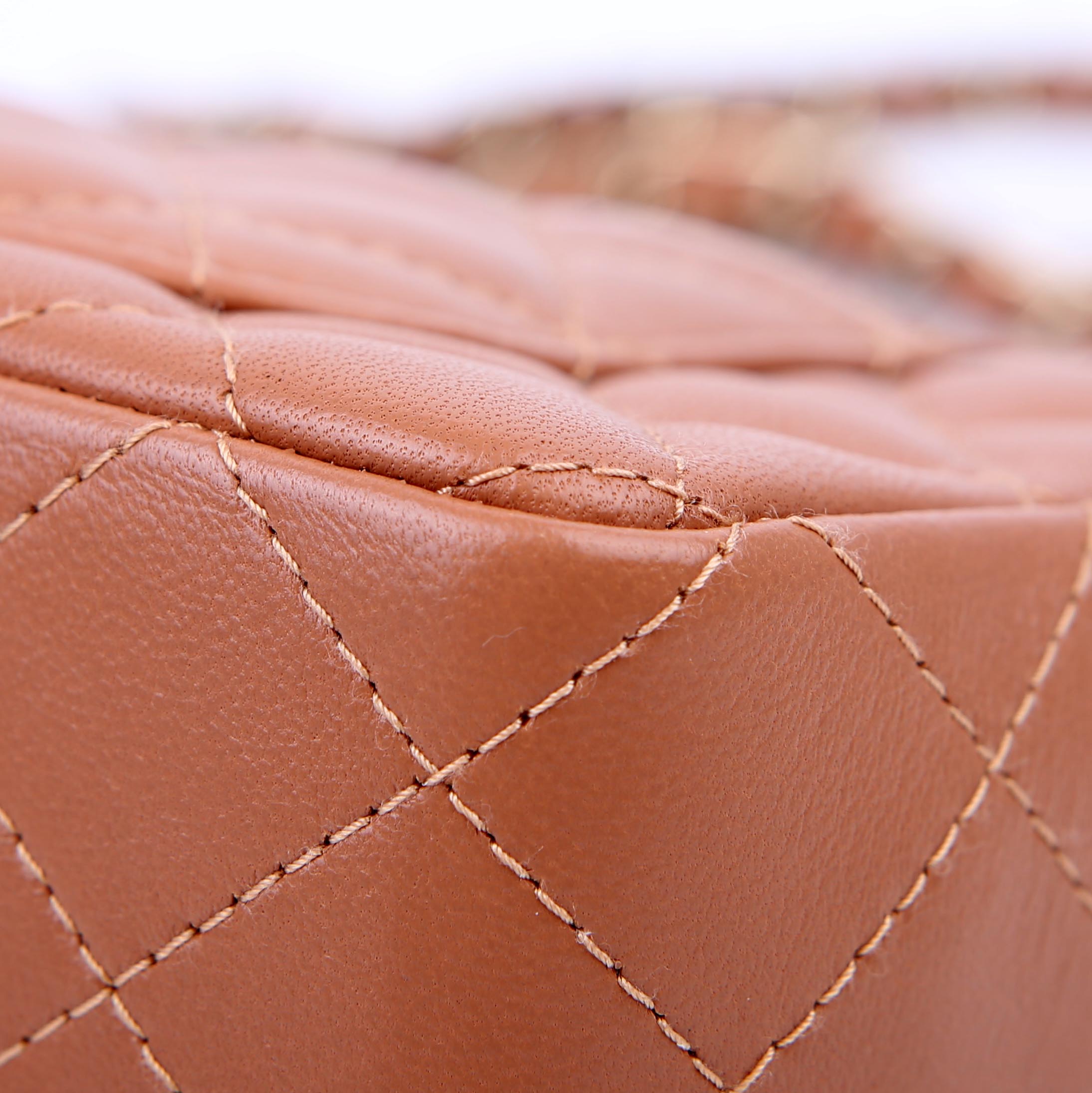 Classic Flap Mini Rectangle Lambskin RFID Tan