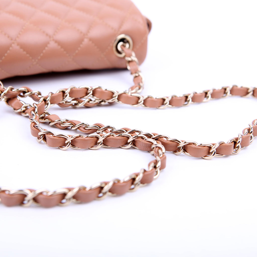 Classic Flap Mini Rectangle Lambskin RFID Tan