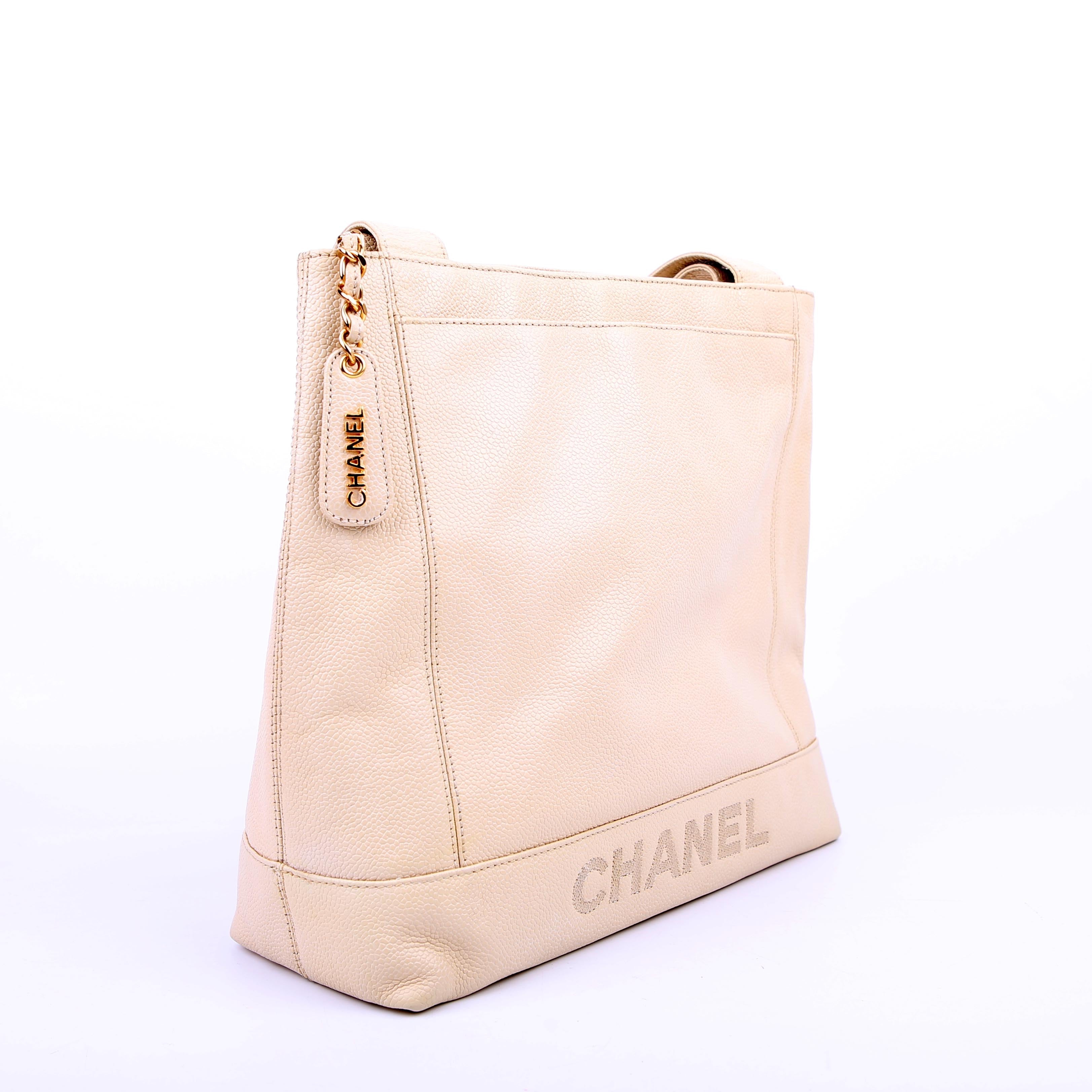 Logo Vintage Tote Medium Cream