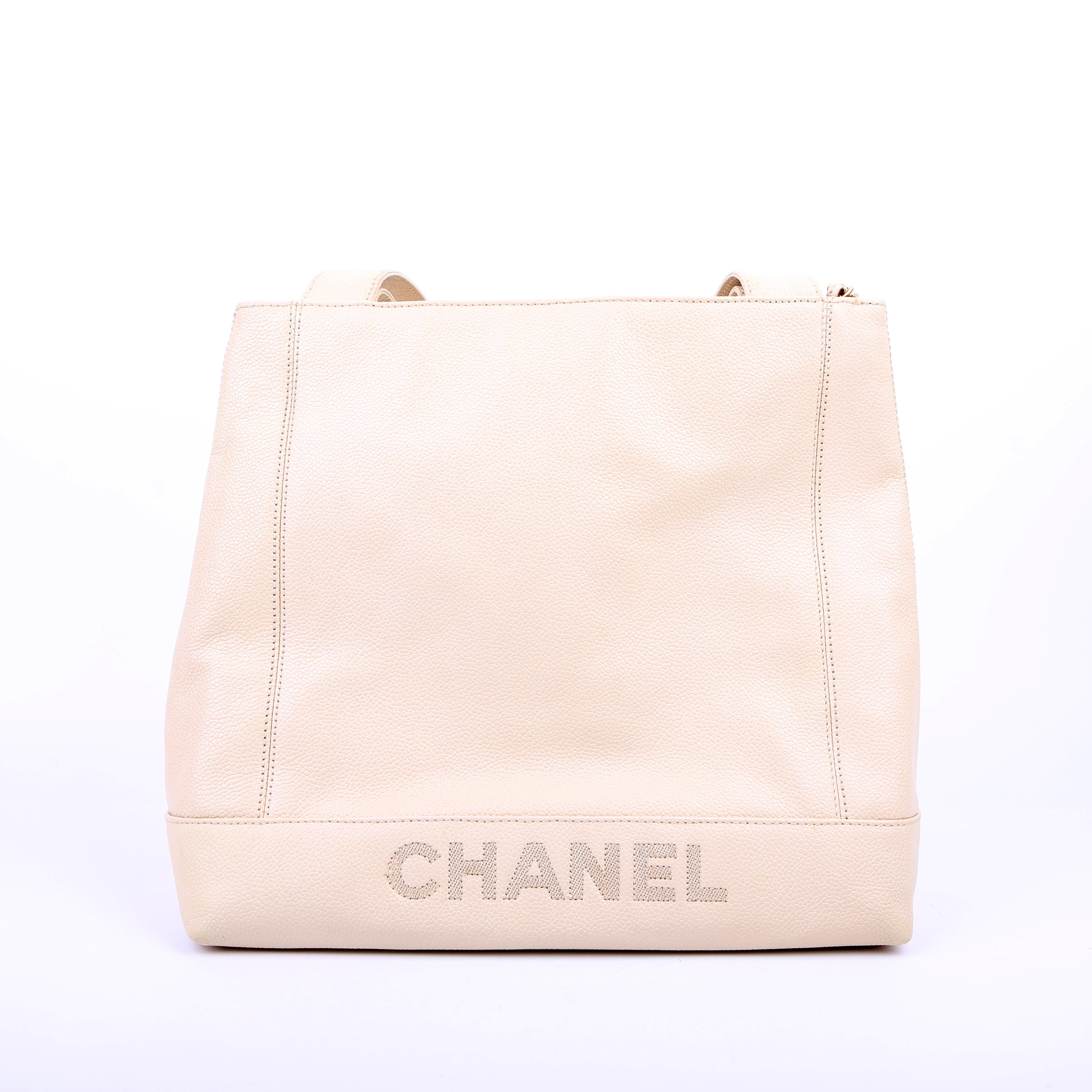 Logo Vintage Tote Medium Cream