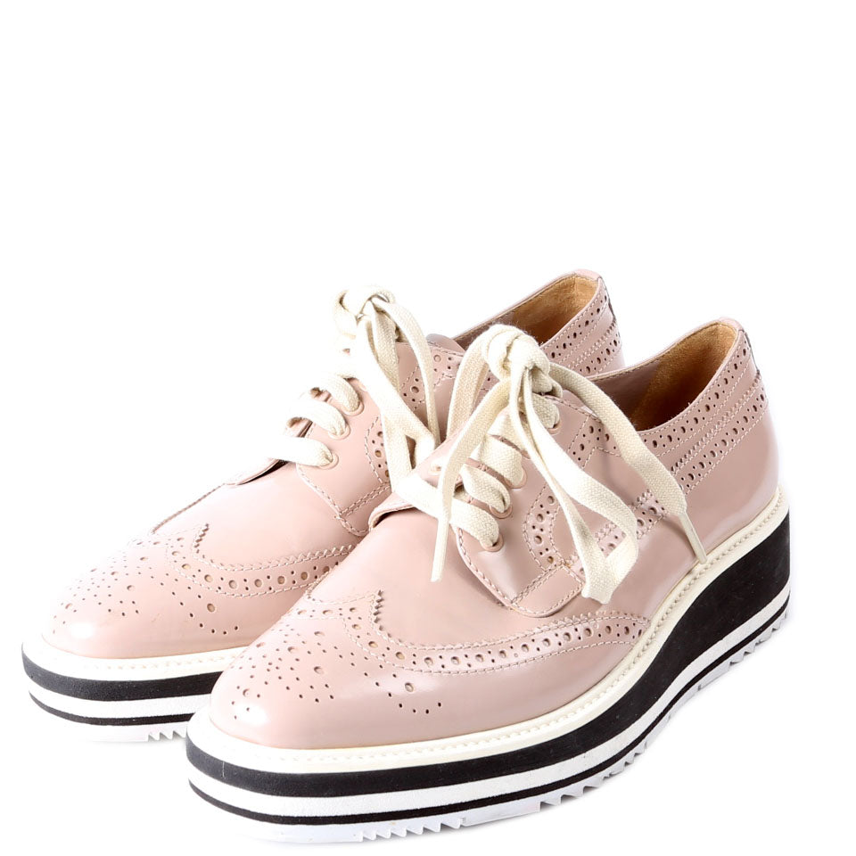 Derby Lace-Up Platform Oxfords Size 37.5 Taupe