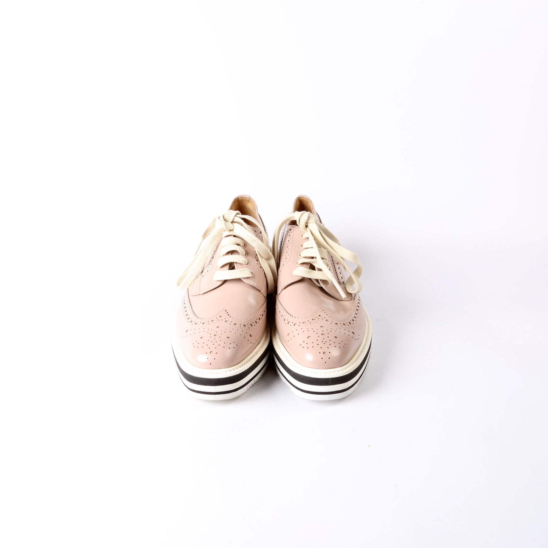 Derby Lace-Up Platform Oxfords Size 37.5 Taupe