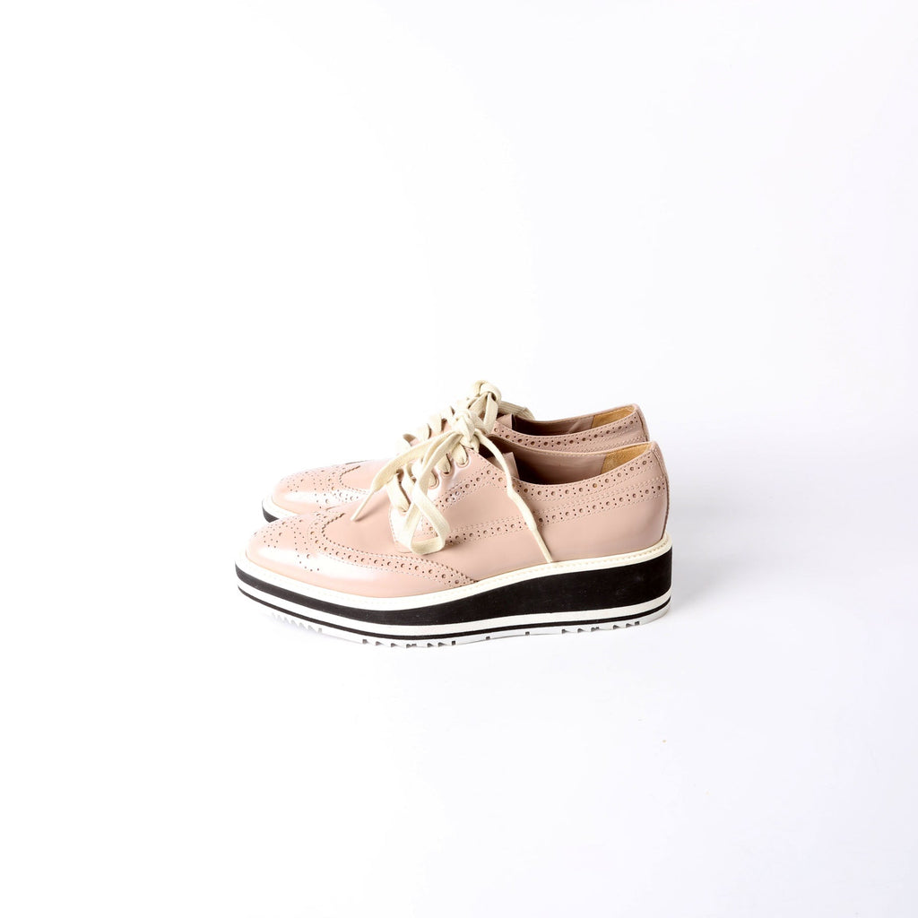 Derby Lace-Up Platform Oxfords Size 37.5 Taupe