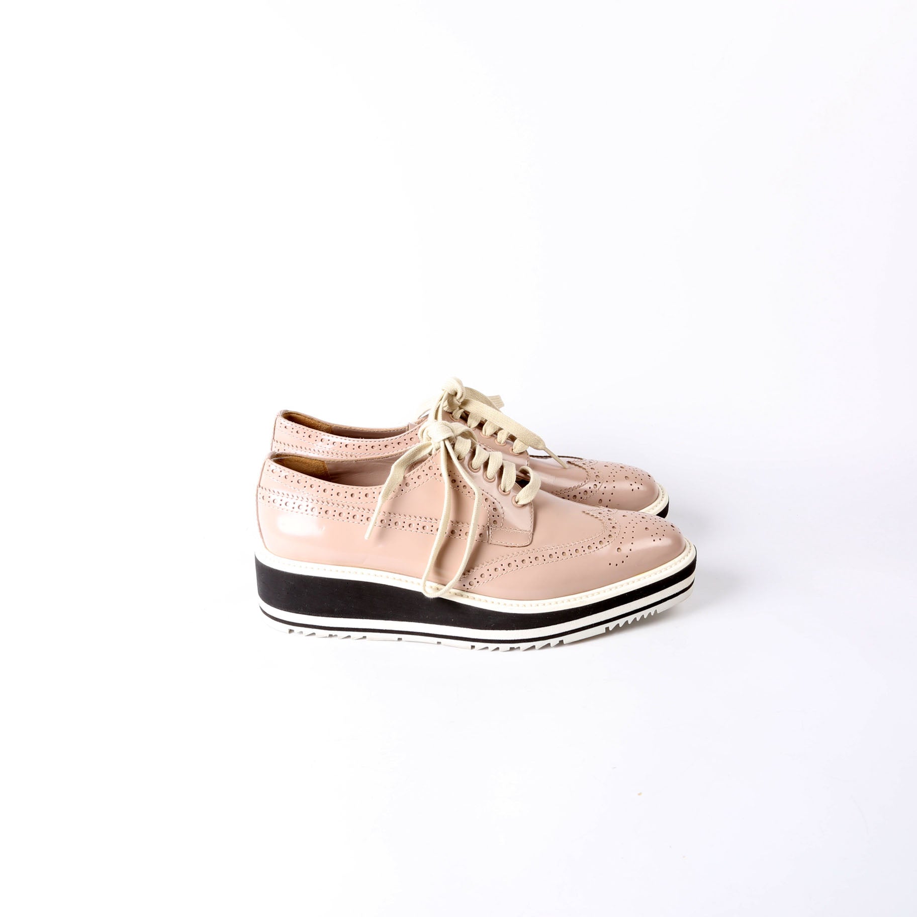 Derby Lace-Up Platform Oxfords Size 37.5 Taupe