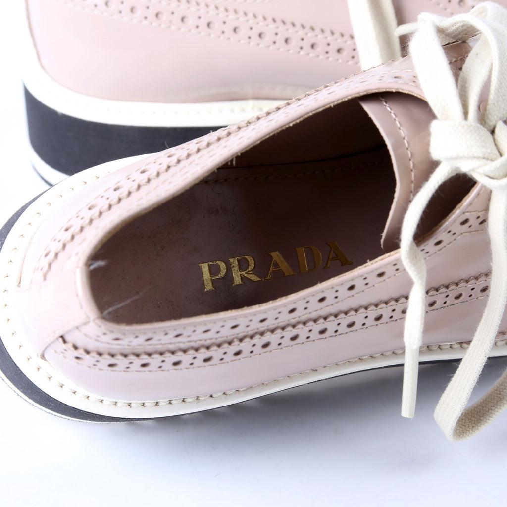 Derby Lace-Up Platform Oxfords Size 37.5 Taupe
