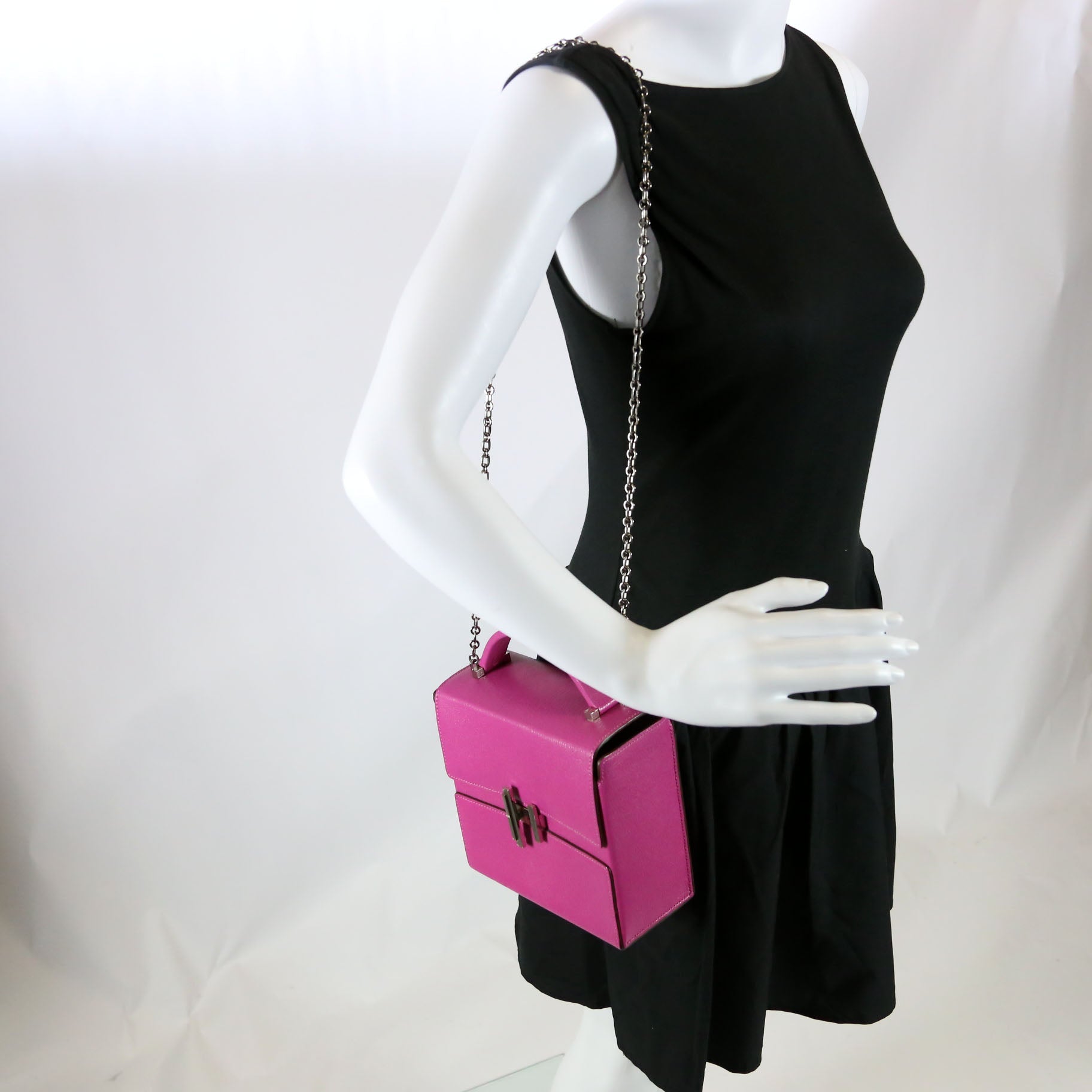 Hermes Cinhetic Boxy Top Handle Chevre Mysore Pink