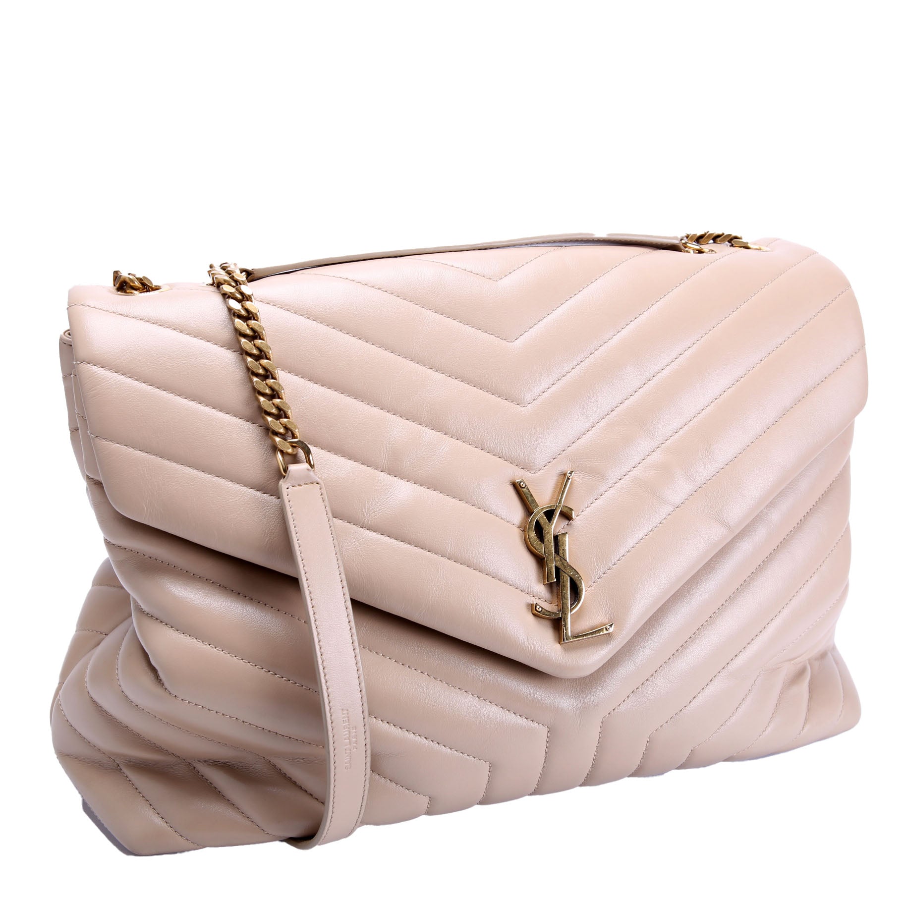 SAINT LAURENT 574947 LouLou Satchel Large Nude