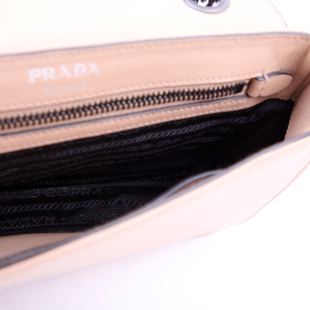 Prada Grace Calfskin Studded Crossbody Tan