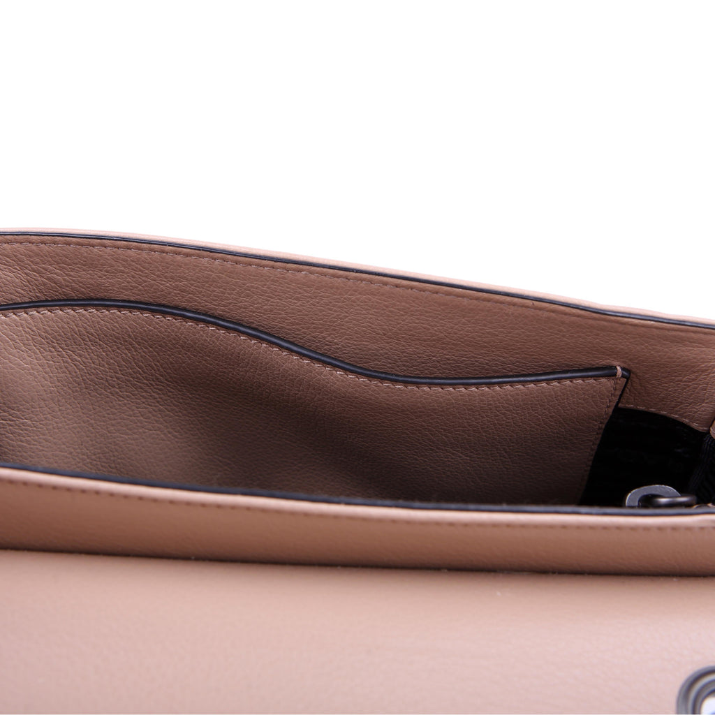 Prada Grace Calfskin Studded Crossbody Tan