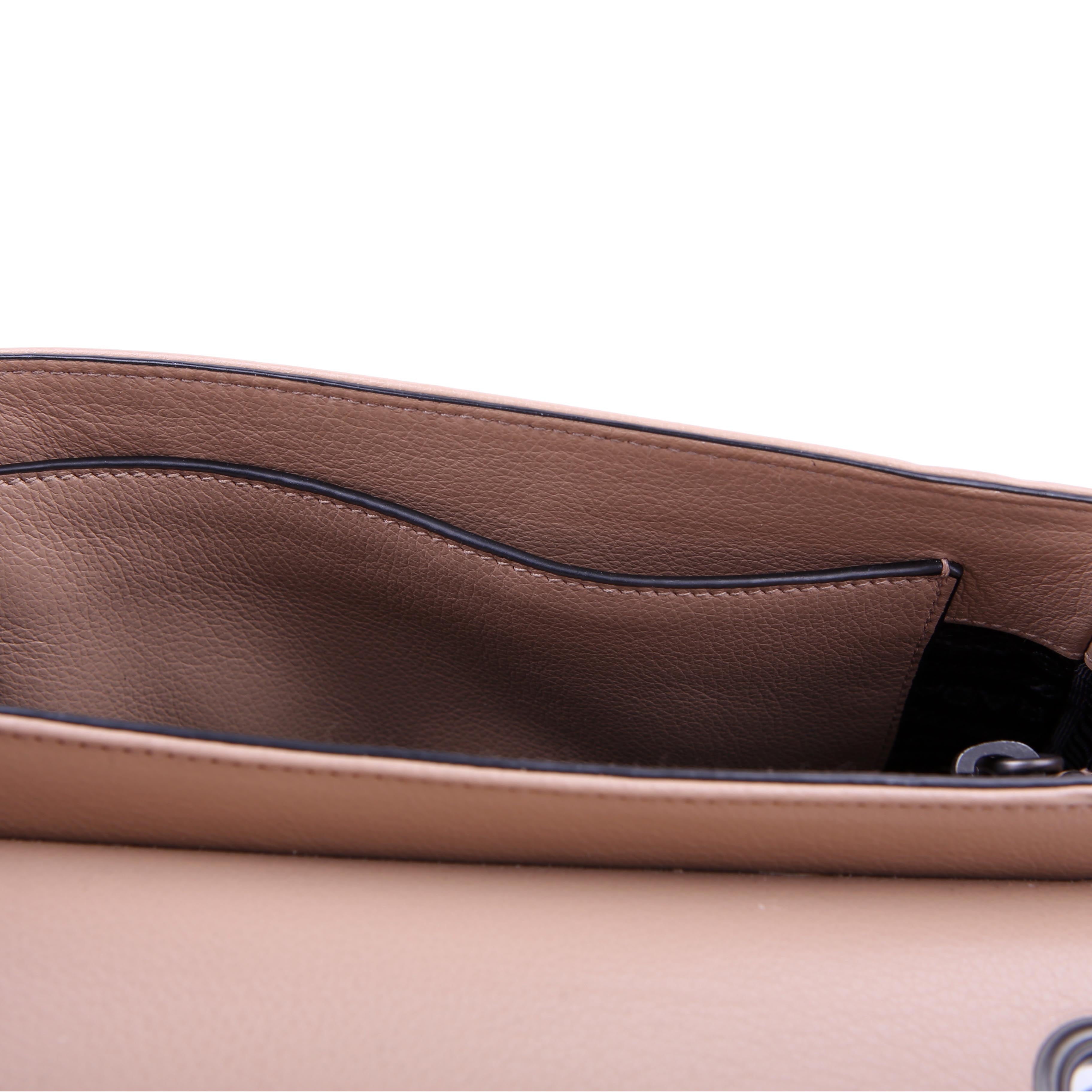 Prada Grace Calfskin Studded Crossbody Tan