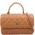 Trendy Top Handle Medium Lambskin 28M Tan