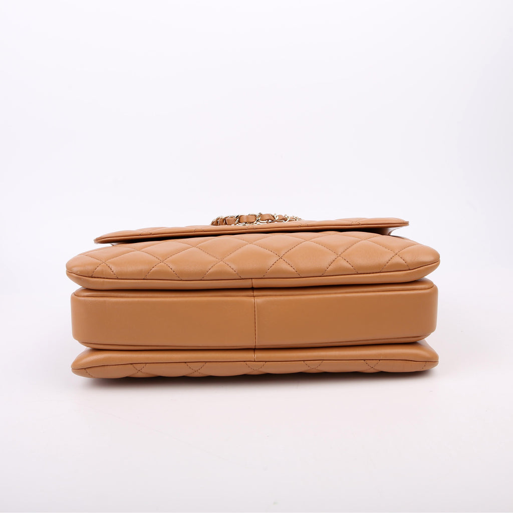Trendy Top Handle Medium Lambskin 28M Tan