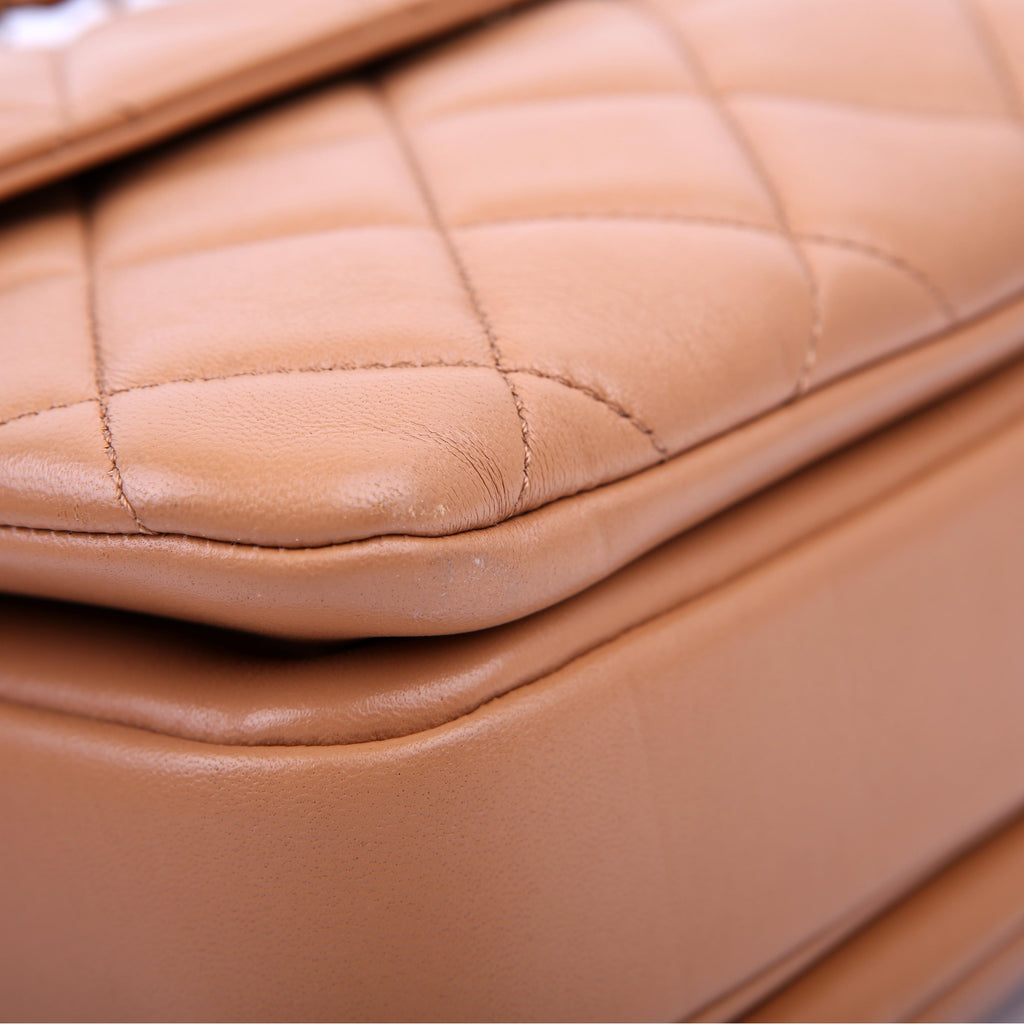 Trendy Top Handle Medium Lambskin 28M Tan