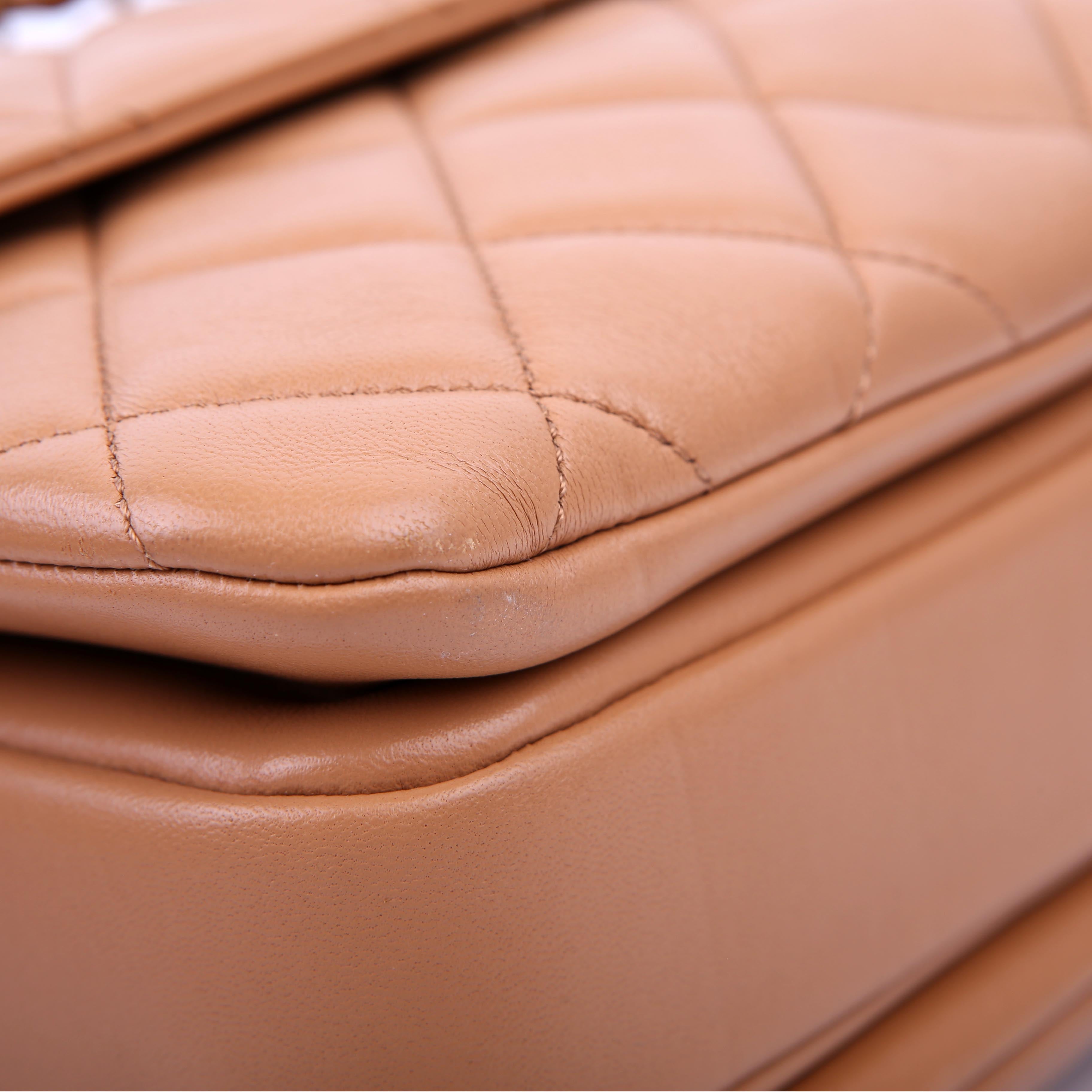 Trendy Top Handle Medium Lambskin 28M Tan