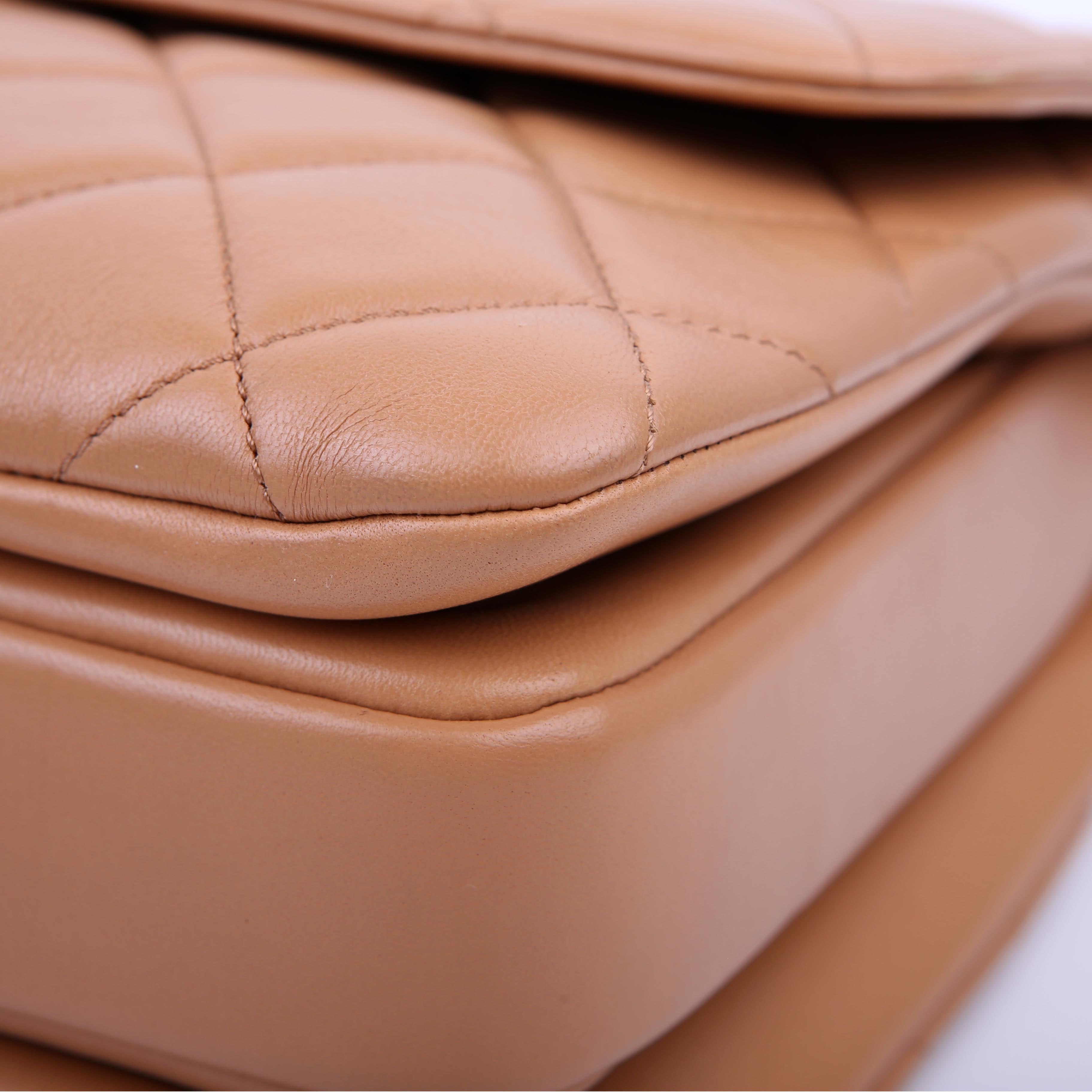Trendy Top Handle Medium Lambskin 28M Tan