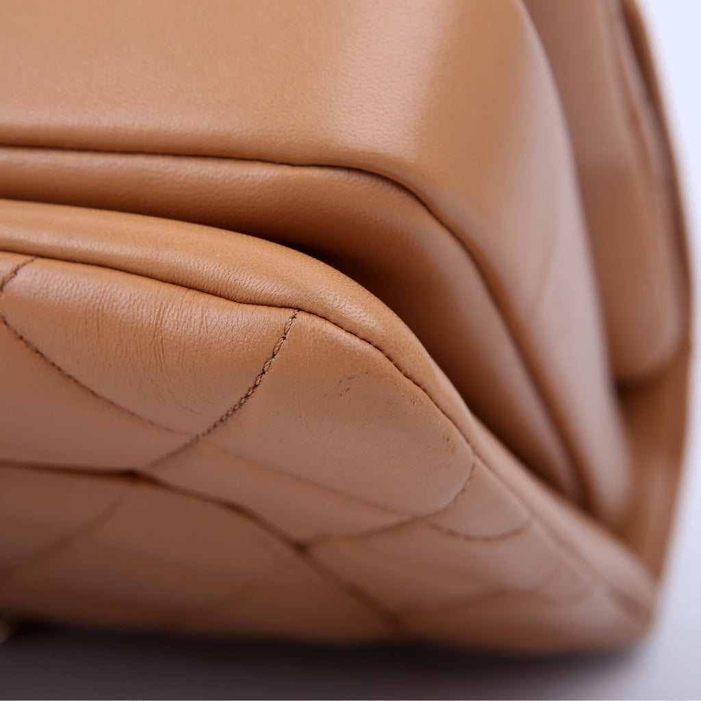 Trendy Top Handle Medium Lambskin 28M Tan