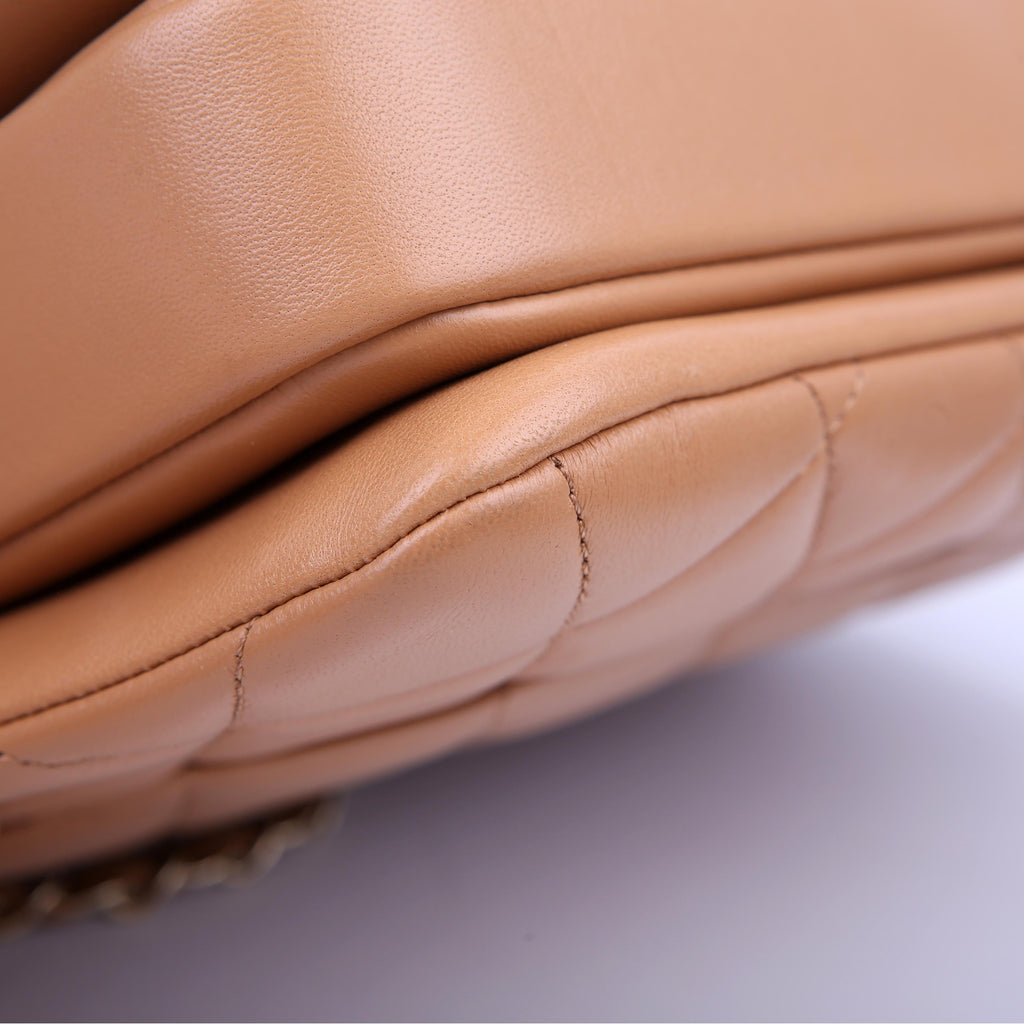 Trendy Top Handle Medium Lambskin 28M Tan