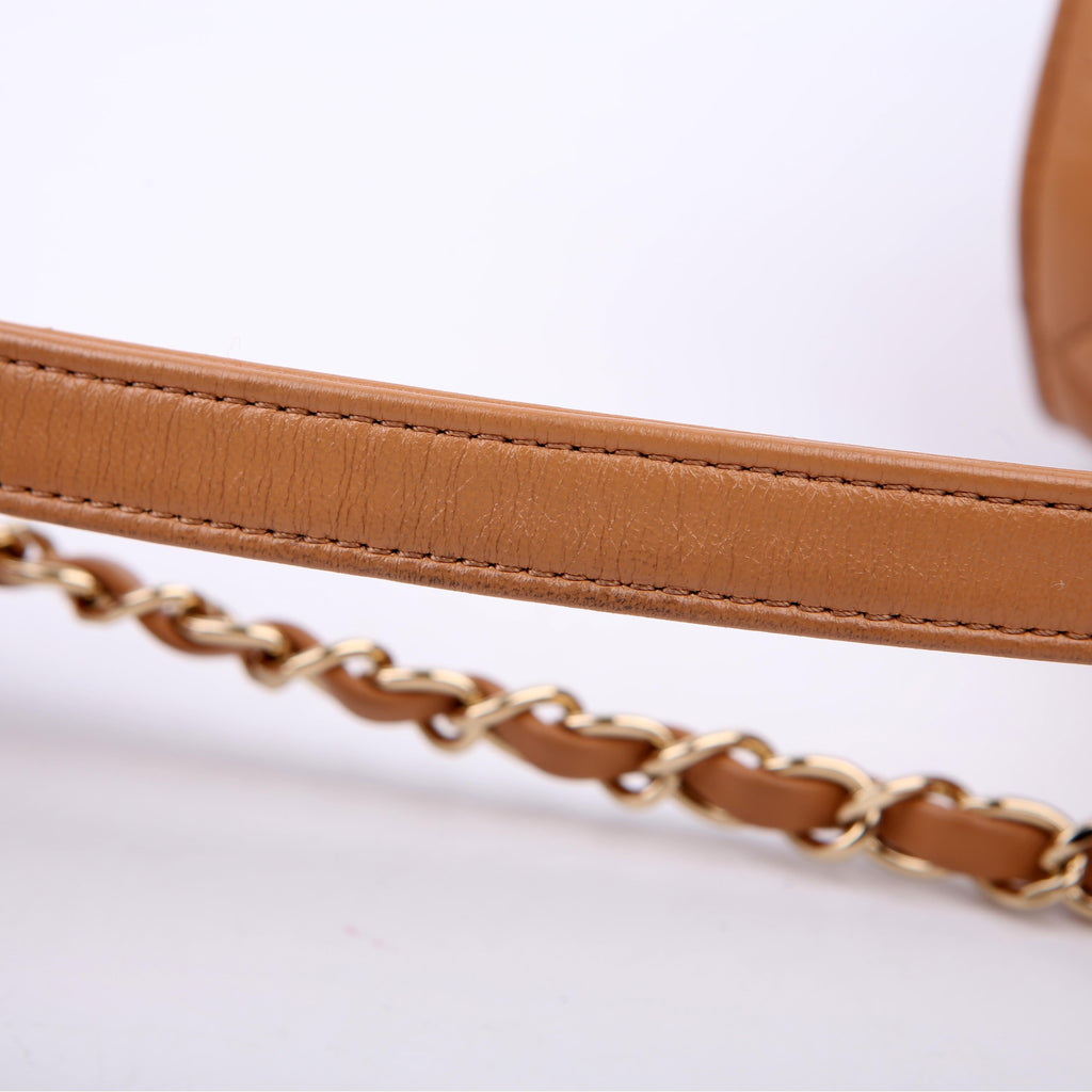 Trendy Top Handle Medium Lambskin 28M Tan