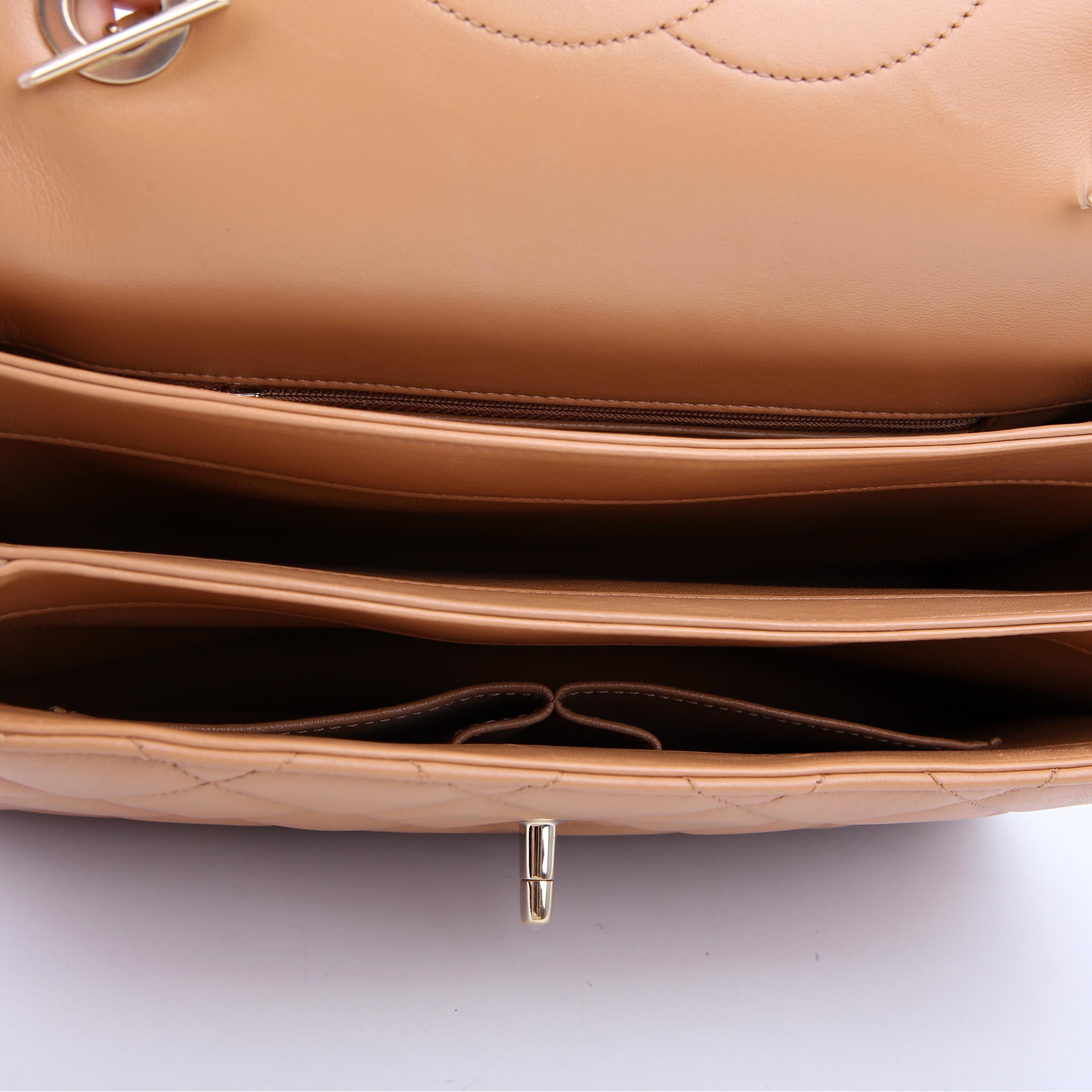 Trendy Top Handle Medium Lambskin 28M Tan
