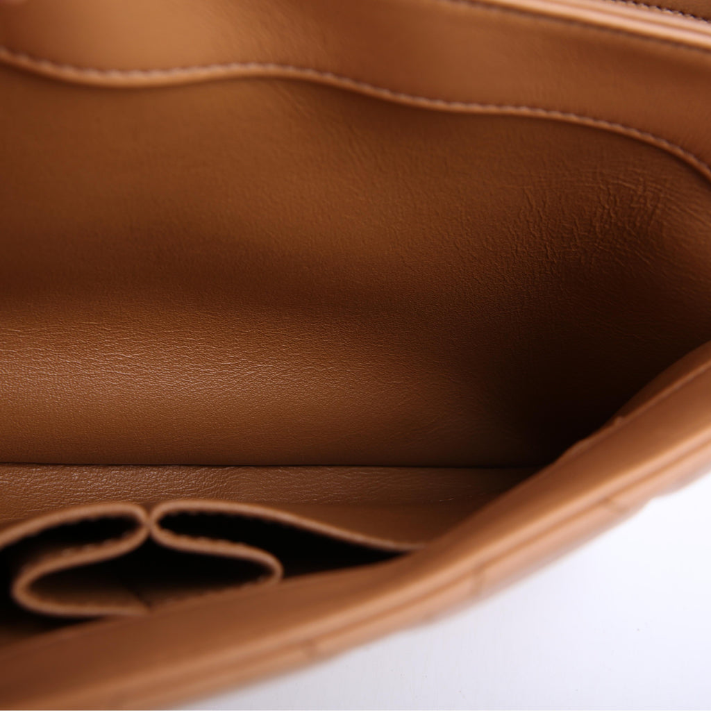Trendy Top Handle Medium Lambskin 28M Tan