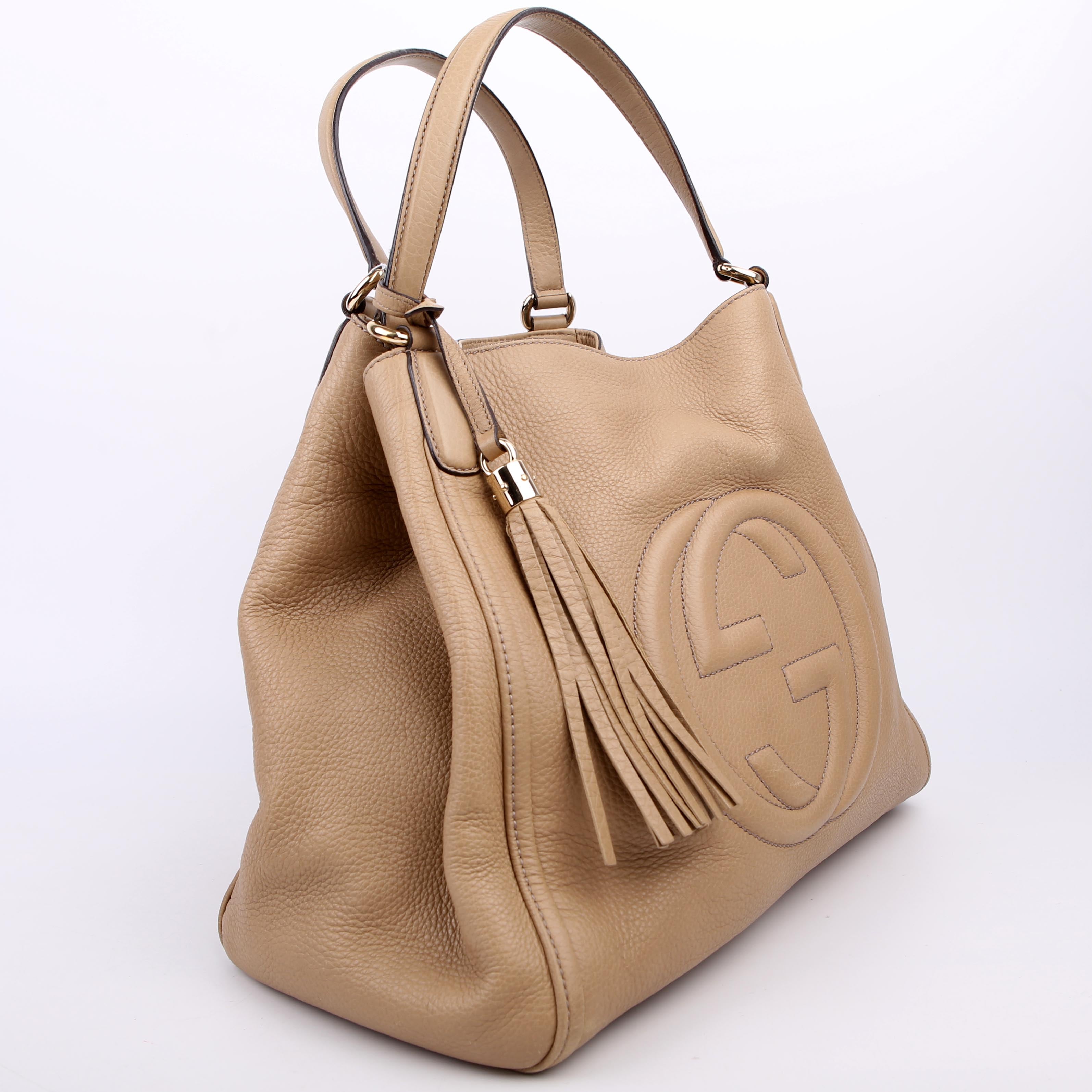Gucci 282309 Soho Leather Hobo Medium Beige