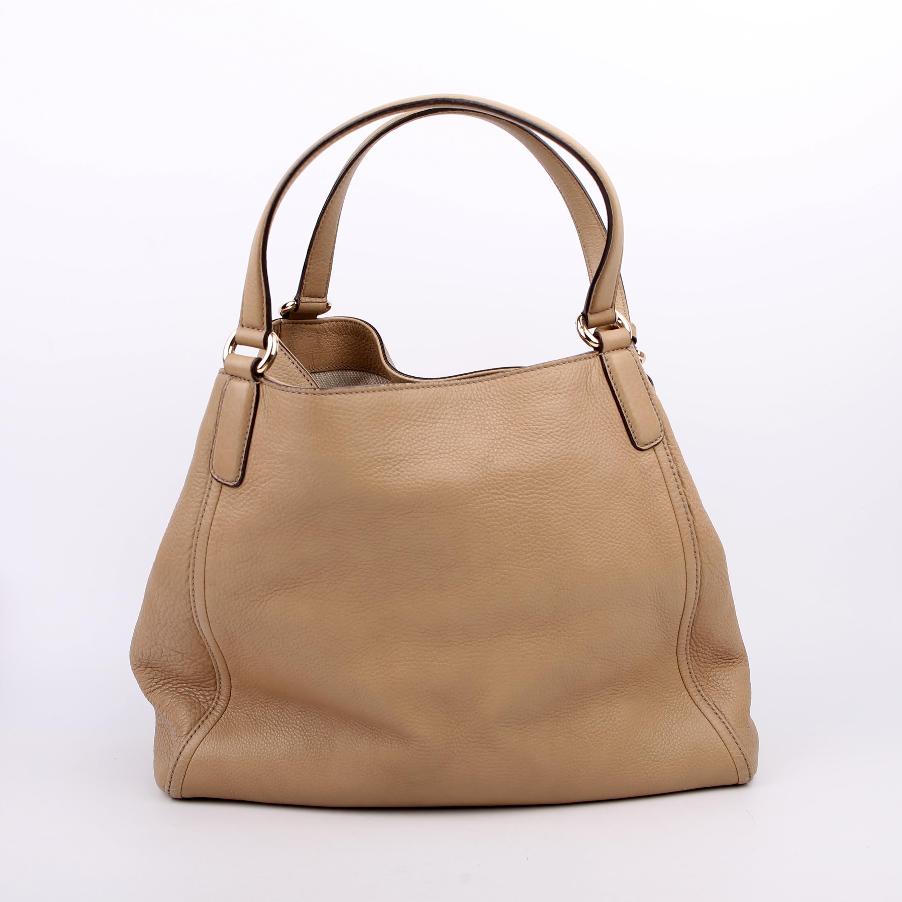 Gucci 282309 Soho Leather Hobo Medium Beige