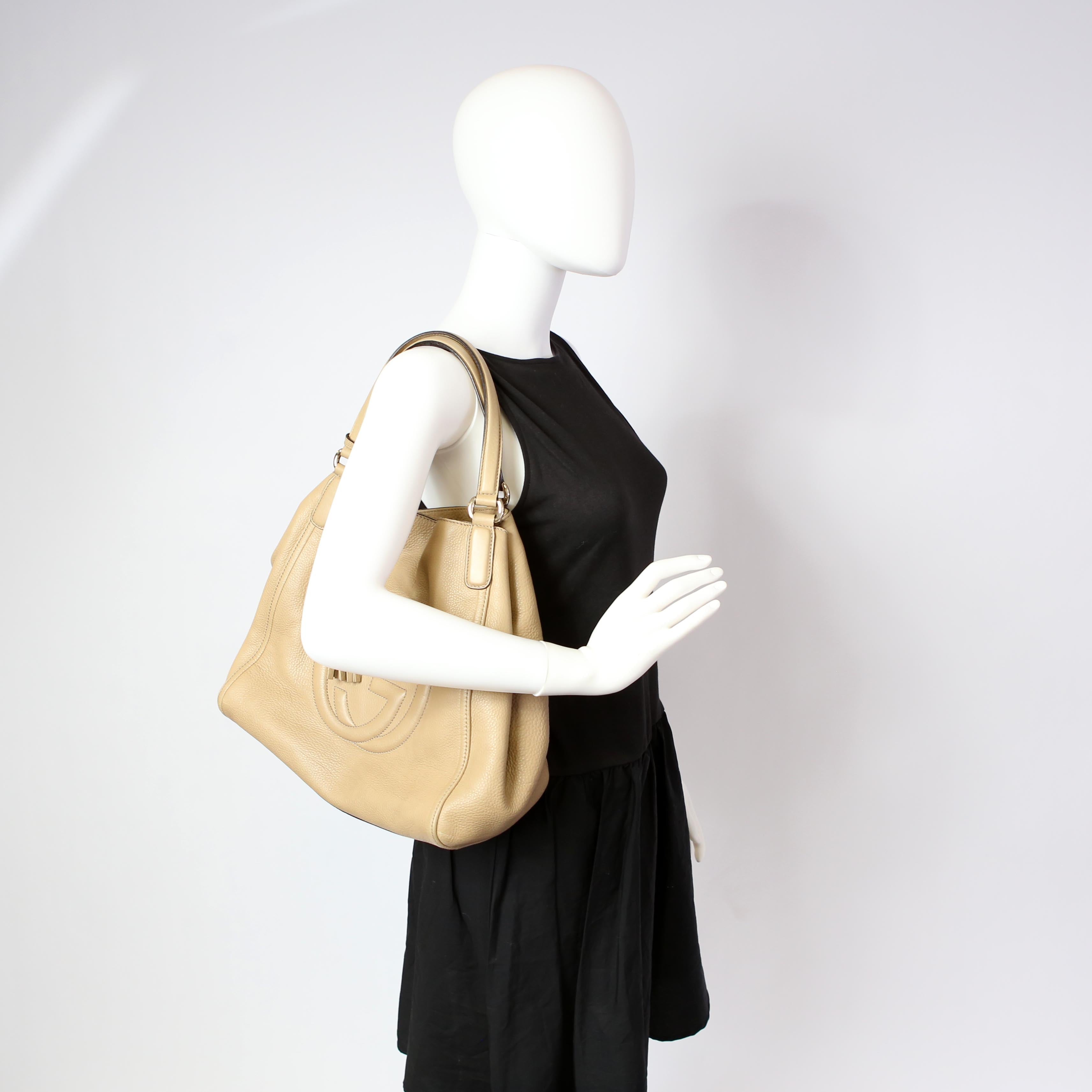 Gucci 282309 Soho Leather Hobo Medium Beige