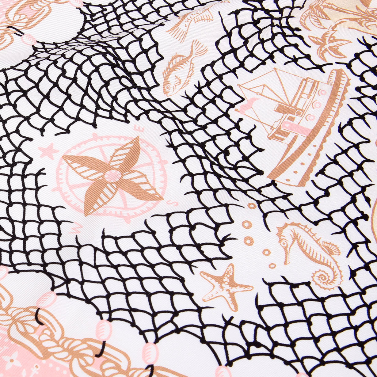 LV Ocean Treasure Map Square Silk 70 Scarf Pink/Multicolor