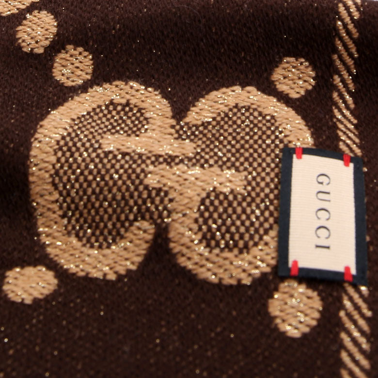 GG Wool Jacquard Scarf Brown