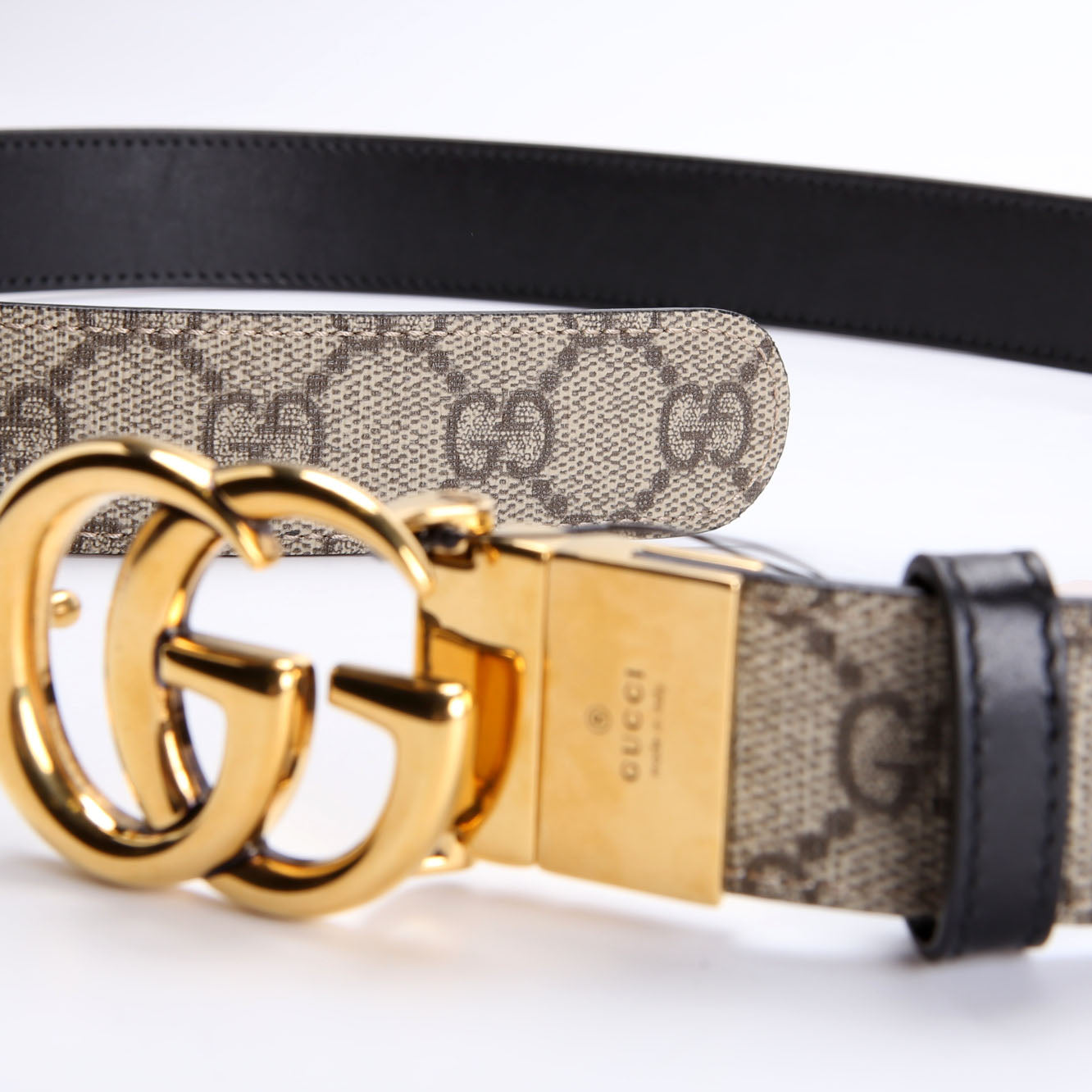 659417 GG Marmont Reversible GG Supreme Leather Belt Size 85/34 Black