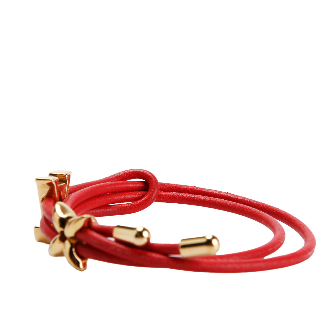 LV Bloom Leather Bracelet Red/Gold