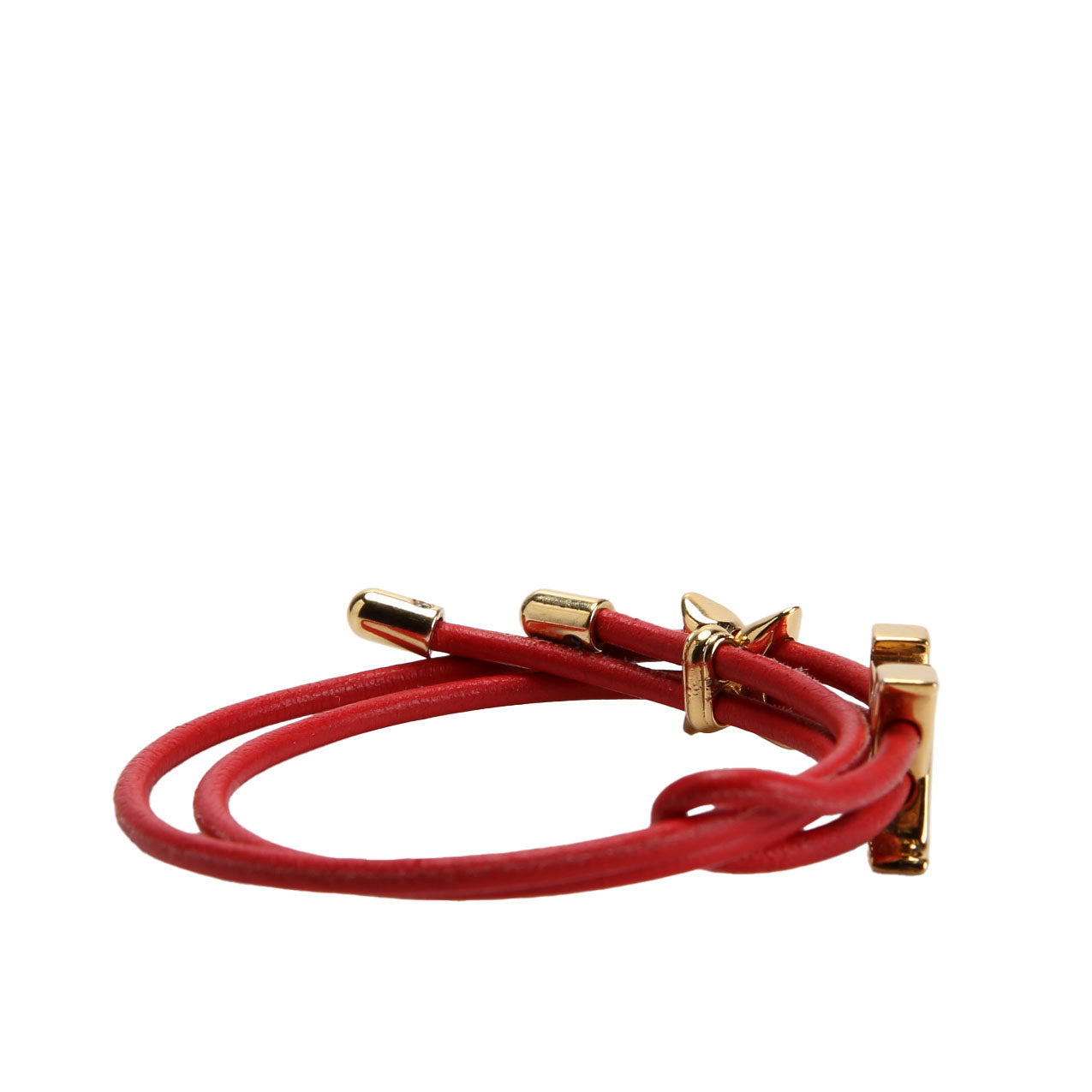 LV Bloom Leather Bracelet Red/Gold