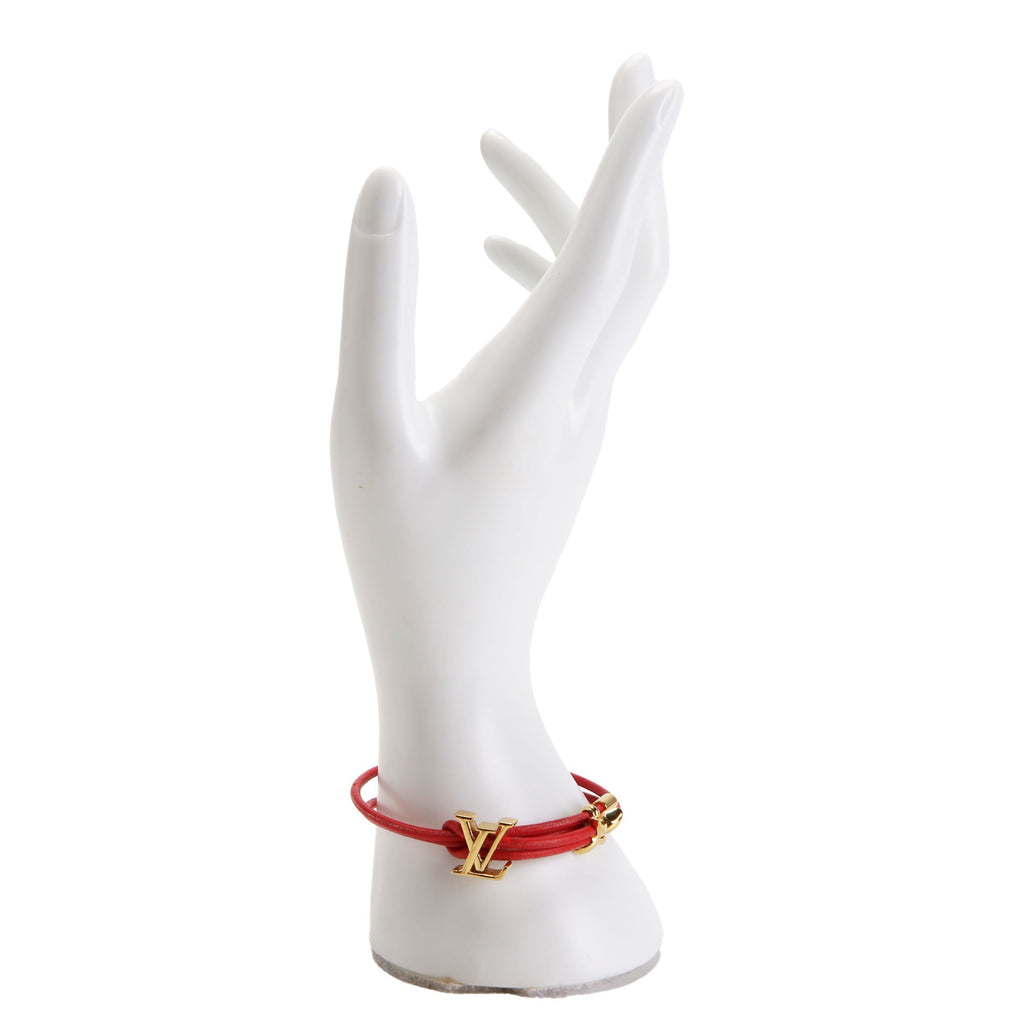 LV Bloom Leather Bracelet Red/Gold