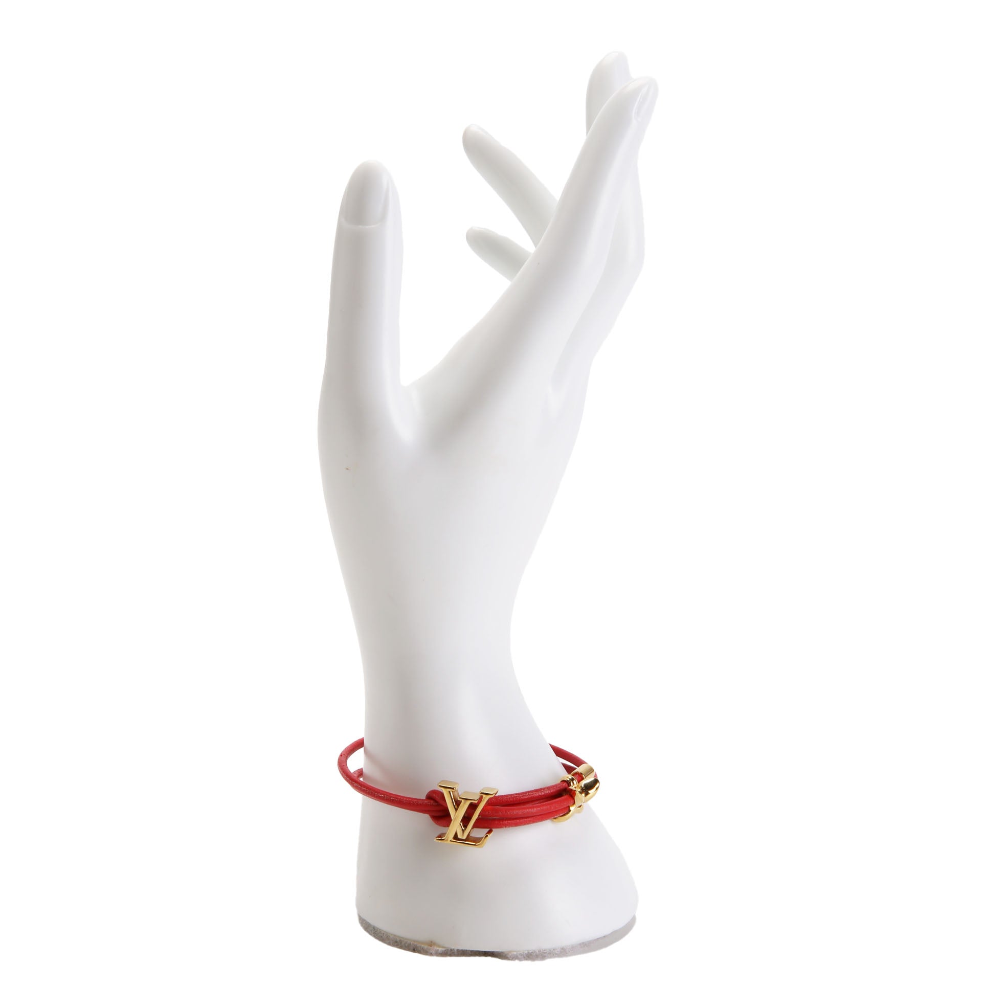 LV Bloom Leather Bracelet Red/Gold
