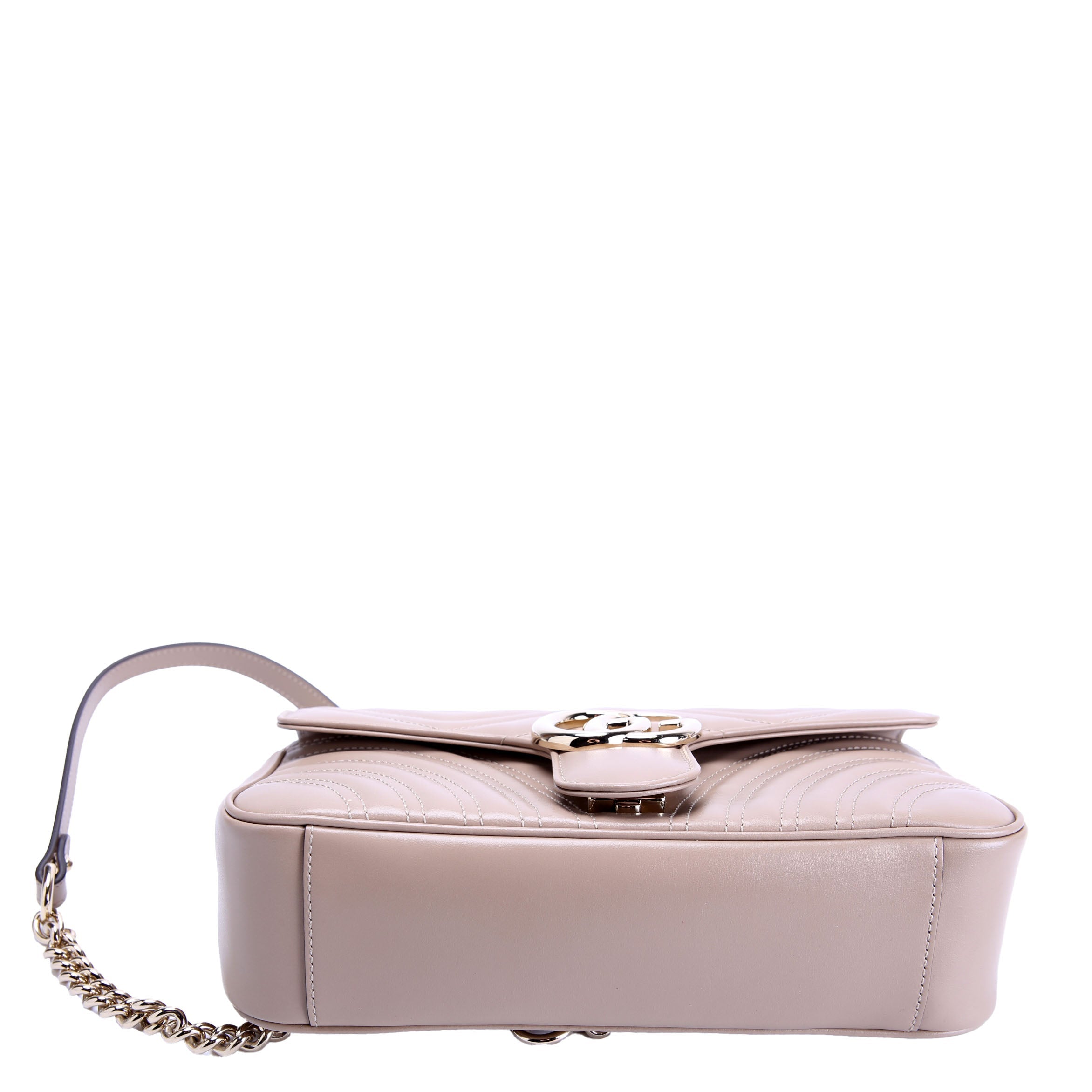 Gucci 443497 Marmont Leather Shoulder Small Flap Taupe