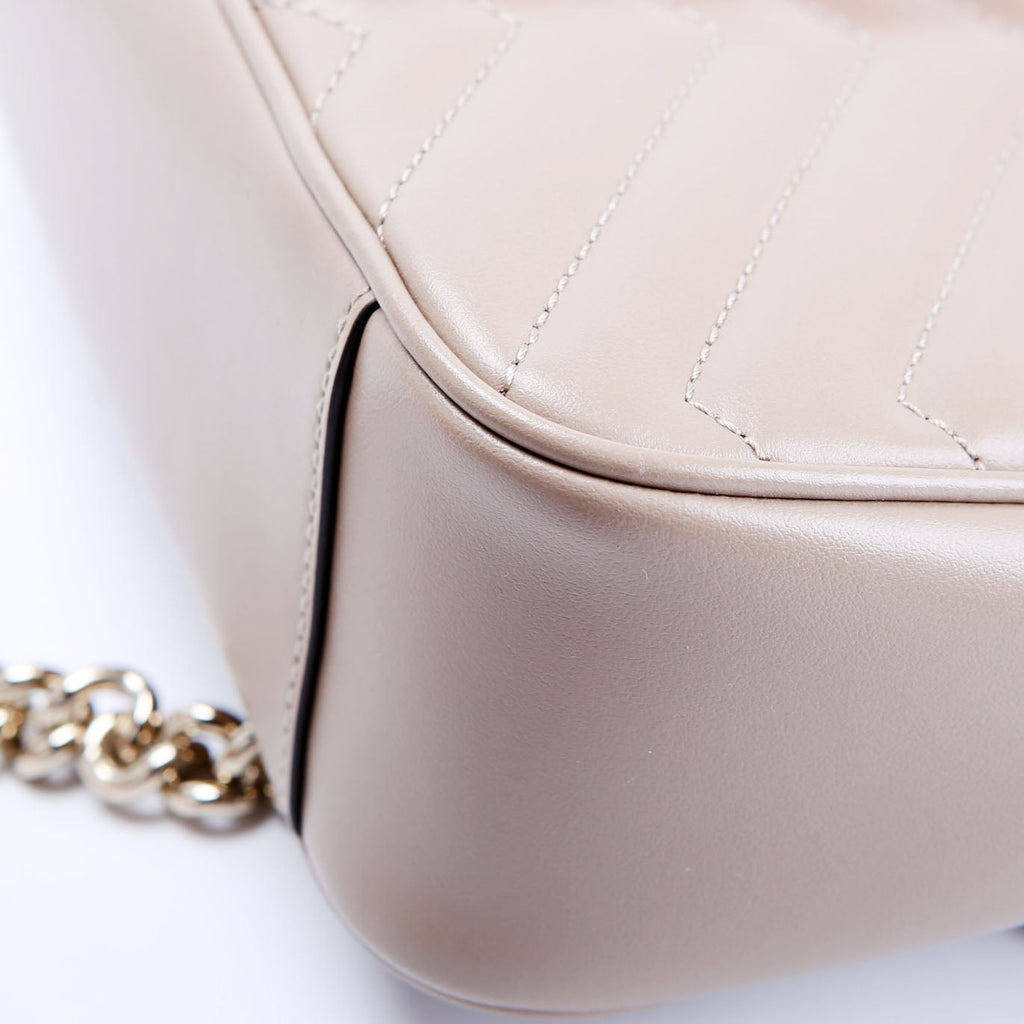 Gucci 443497 Marmont Leather Shoulder Small Flap Taupe