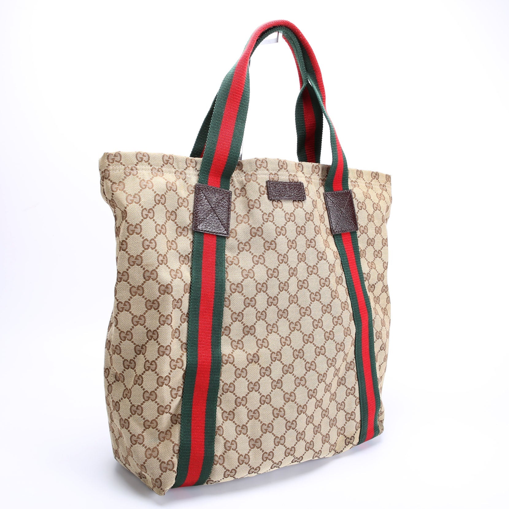 189669 GG Canvas Tote Brown/Beige/Red/Green